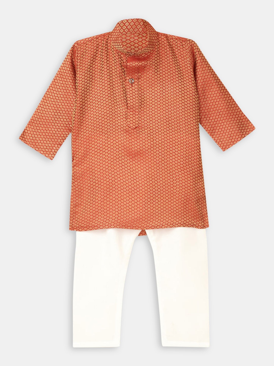 

Hopscotch Boys Maroon Ethnic Motifs Pure Silk Kurti with Pyjamas