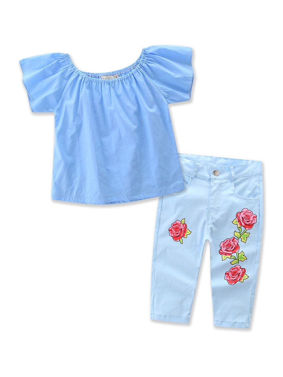 

Hopscotch Girls Blue Pure Cotton Top with Trousers