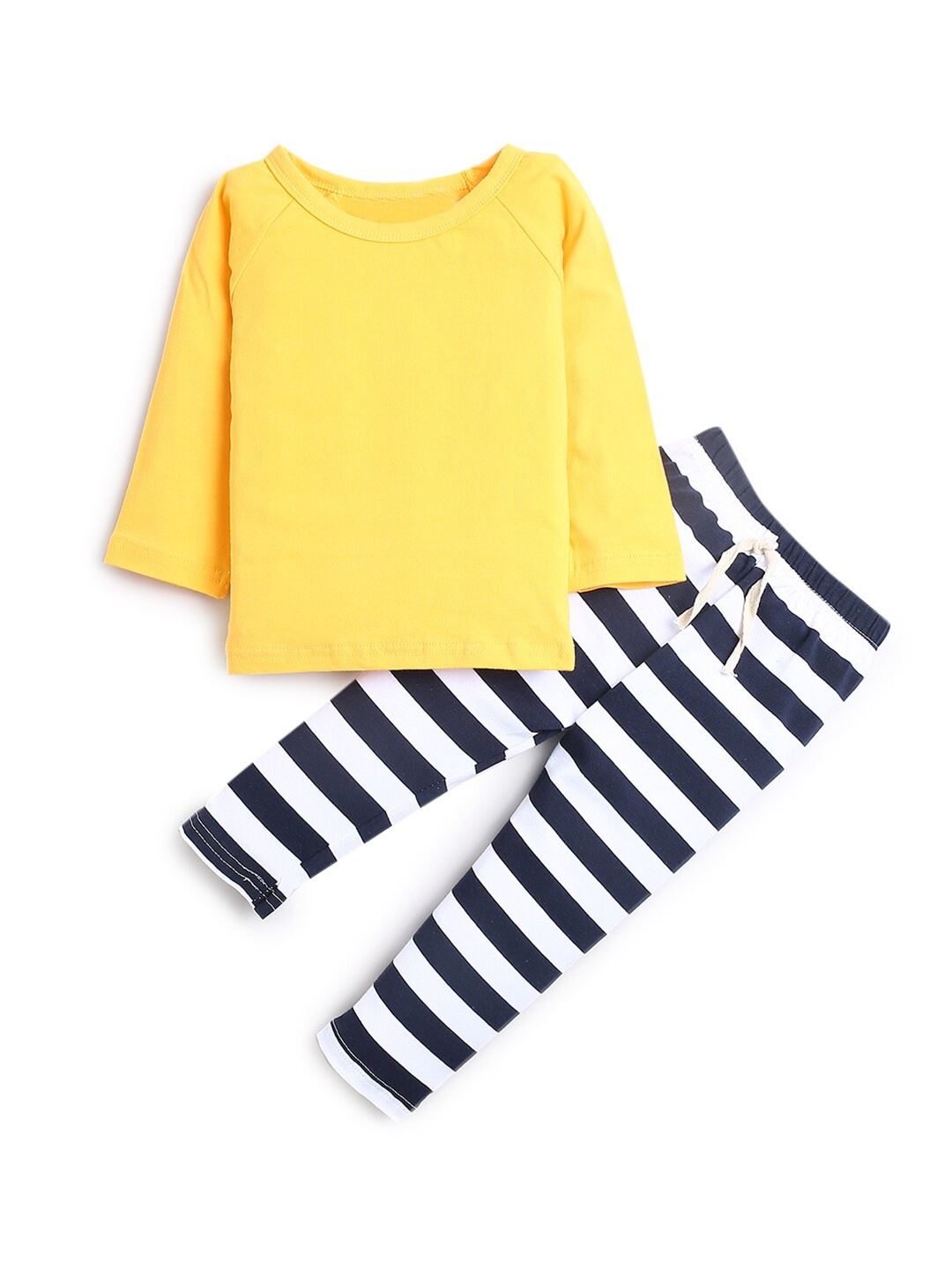

Hopscotch Girls Yellow & Black Pure Cotton T-shirt with Leggings