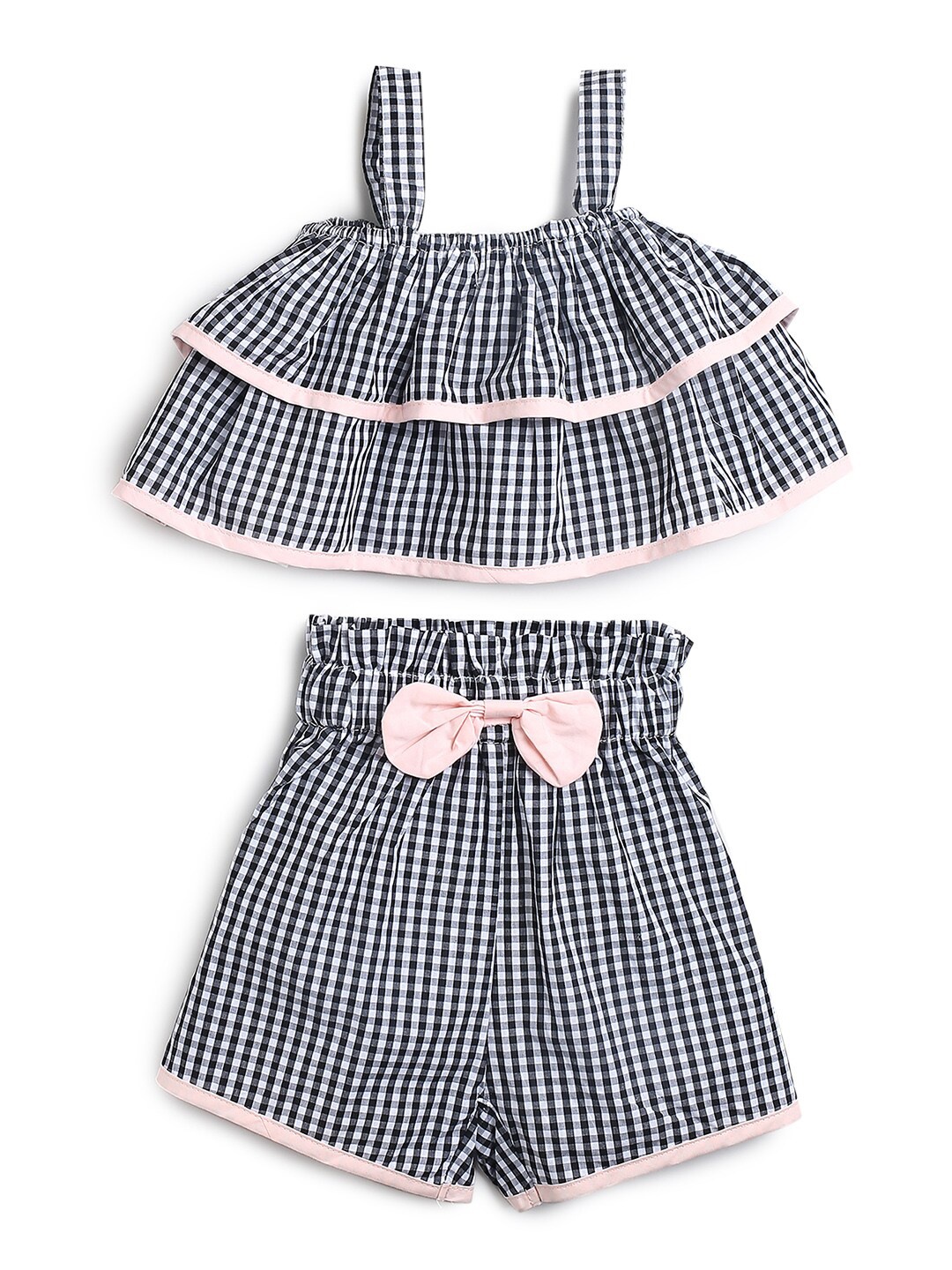 

Hopscotch Girls Black & White Printed Cotton Clothing Set