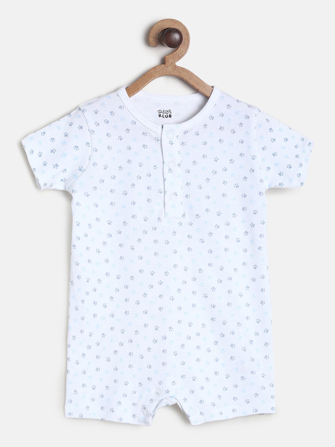 

MINI KLUB Infants Boys White & Grey Printed Cotton Romper