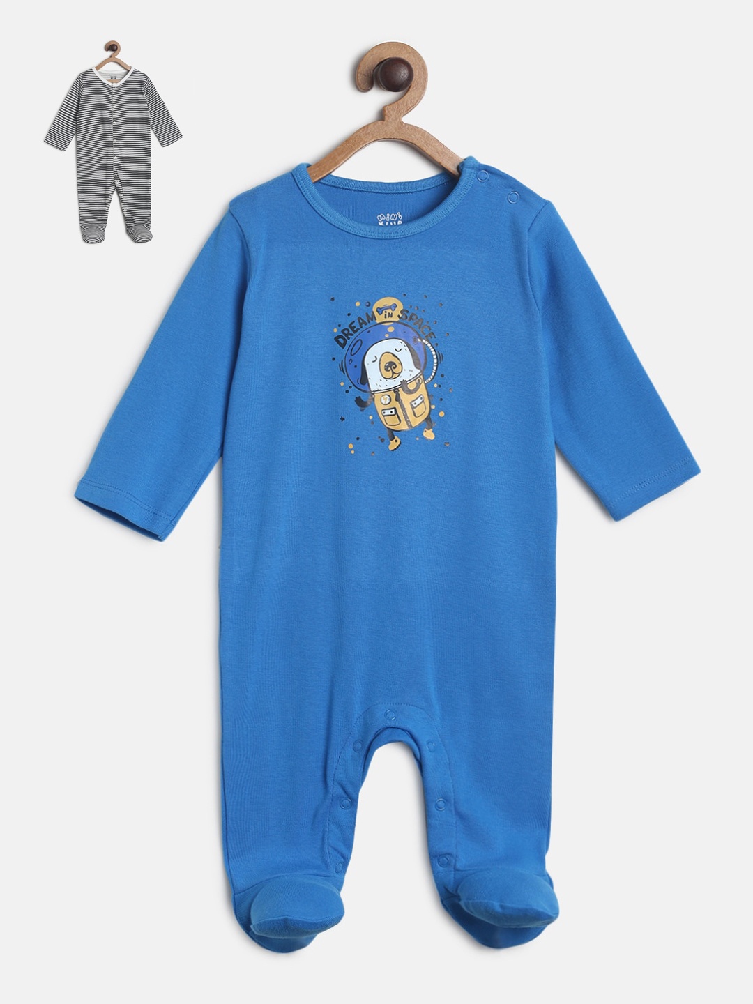 

MINI KLUB Boys Pack of 2 Printed Sleepsuits, Blue