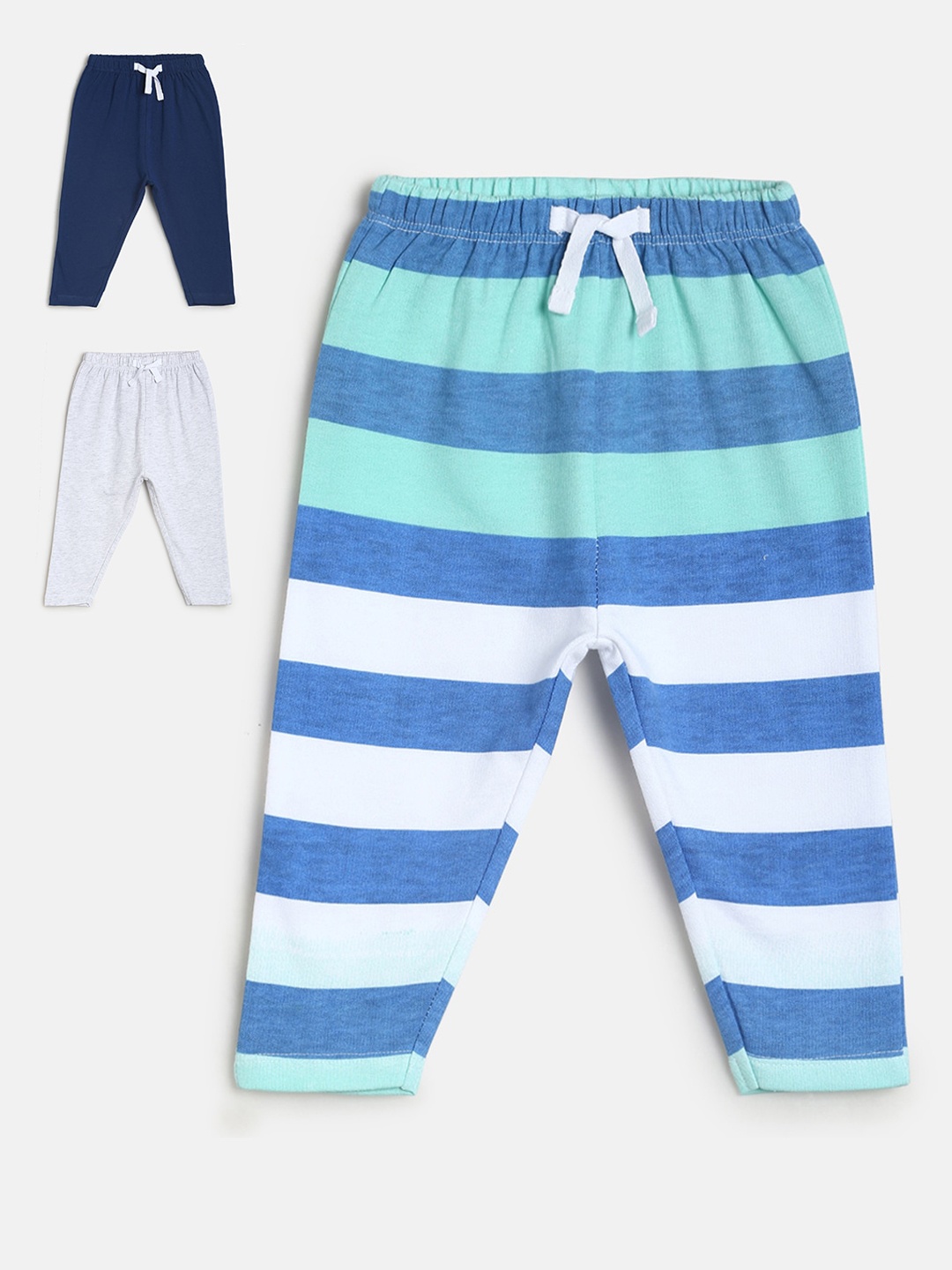 

MINI KLUB Boys Pack Of 3 Pure Cotton Track Pants, Blue
