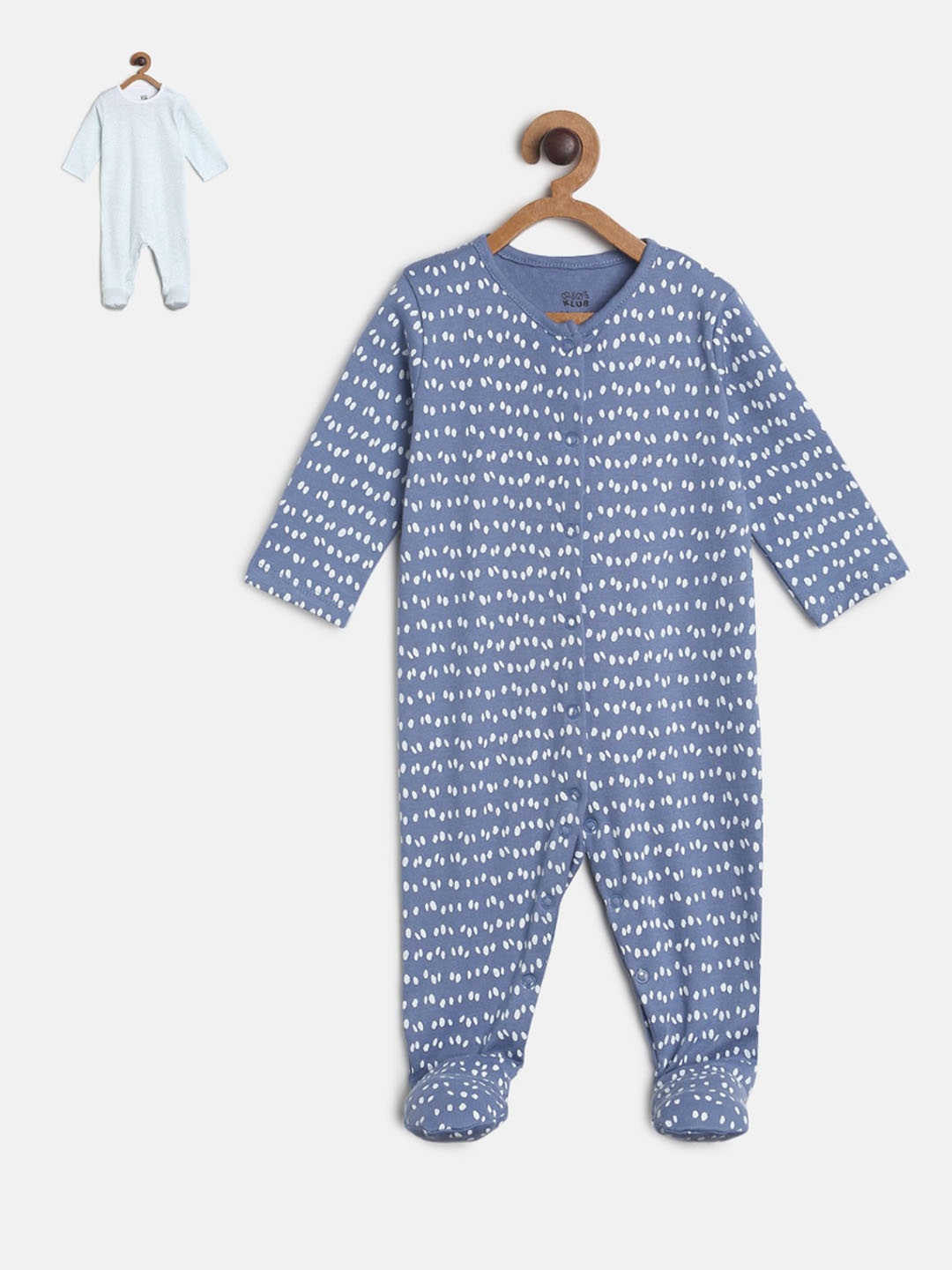 

MINI KLUB Infants Girls Pack Of 2 Pure Cotton Sleepsuits, Blue