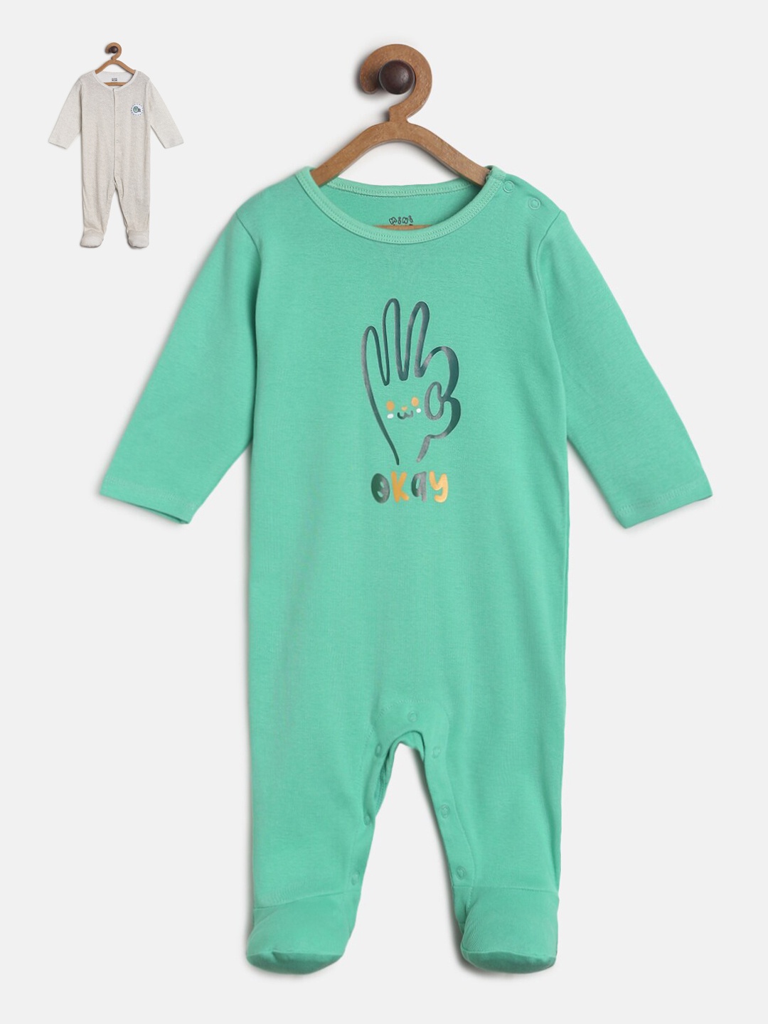 

MINI KLUB Infants Boys Pack Of 2 Pure Cotton Sleepsuits, Grey