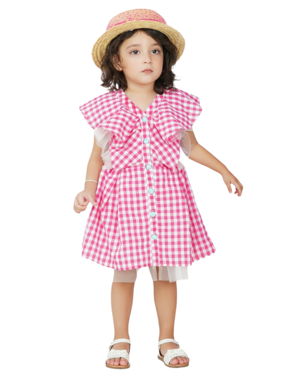 

Dress My Angel Girls Pink & White Checked Cotton Dress