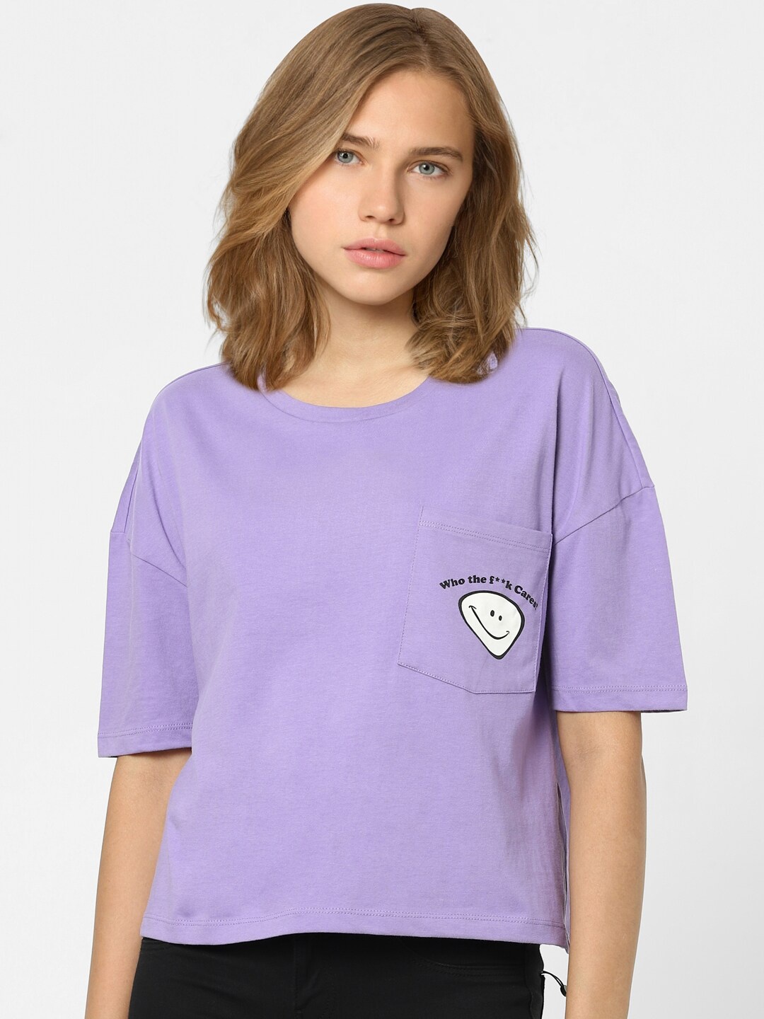 

ONLY Women Violet Drop-Shoulder Sleeves T-shirt