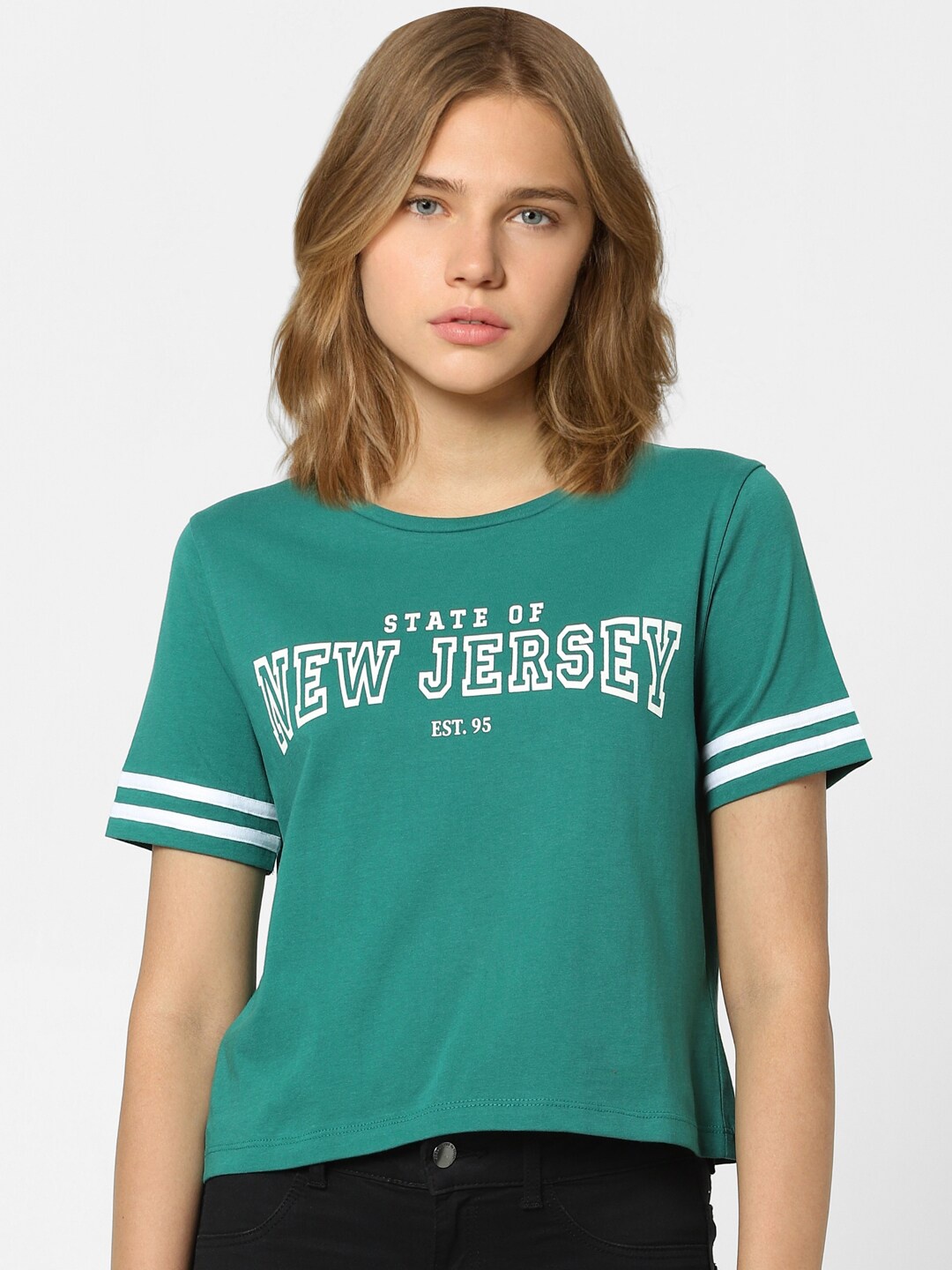 

ONLY Women Green Typography Printed T-shirt
