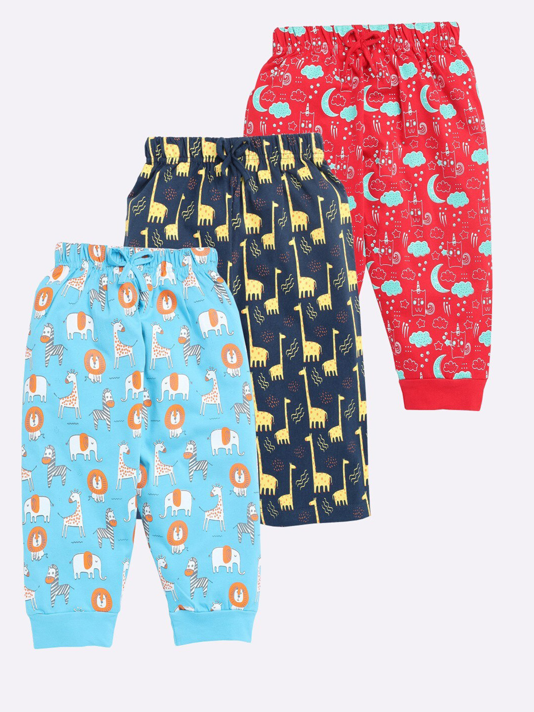 

Toonyport Girls Blue & Red Set Of 3 Printed Capris