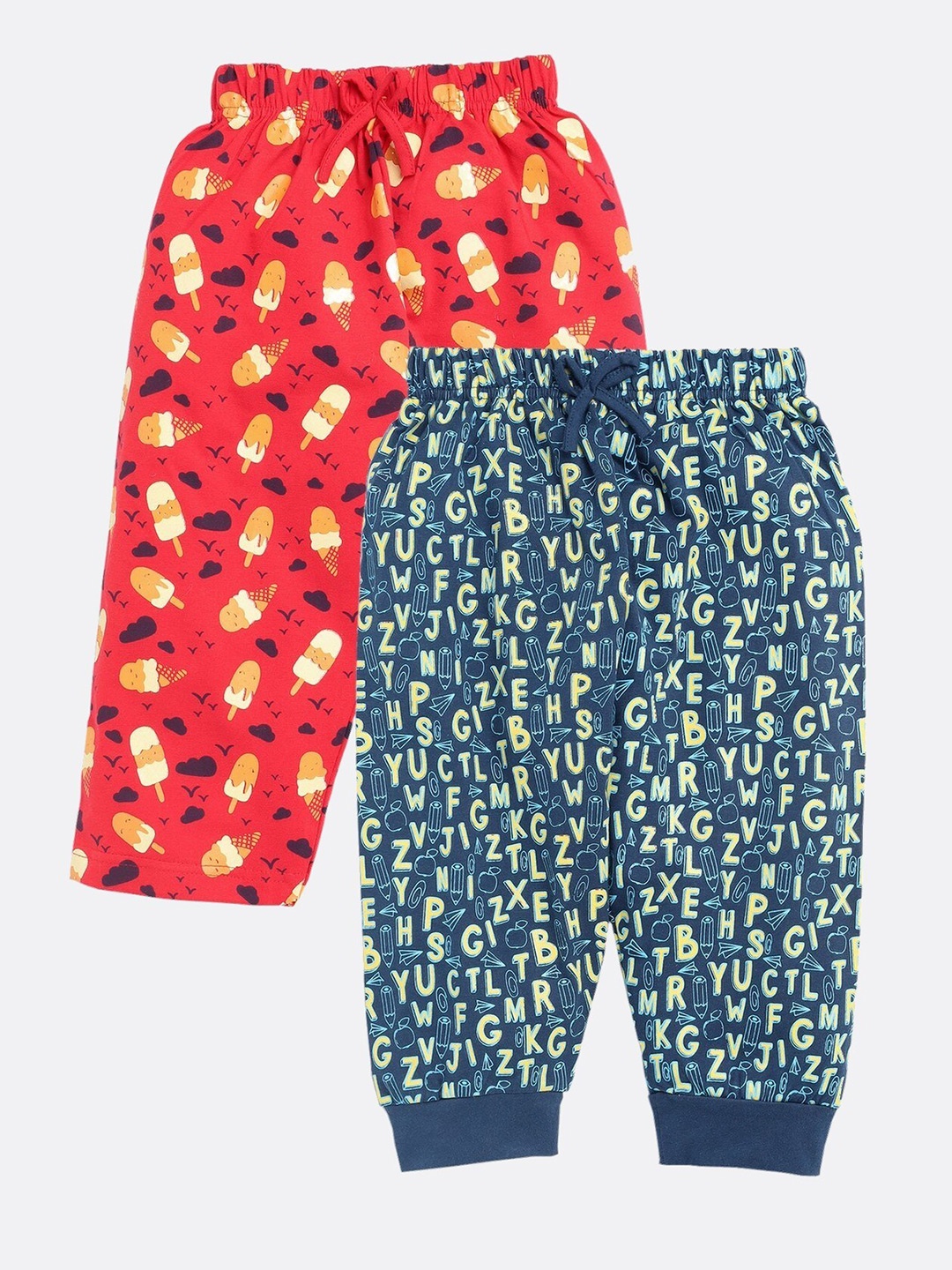 

Toonyport Girls Red & Navy Blue Printed Capris Pack Of 2