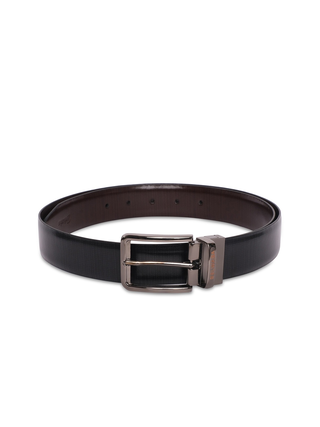 

Belwaba Men Brown Textured Leather Belt
