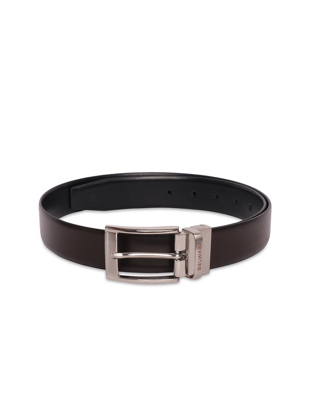 

Belwaba Men Black Textured Leather Belt