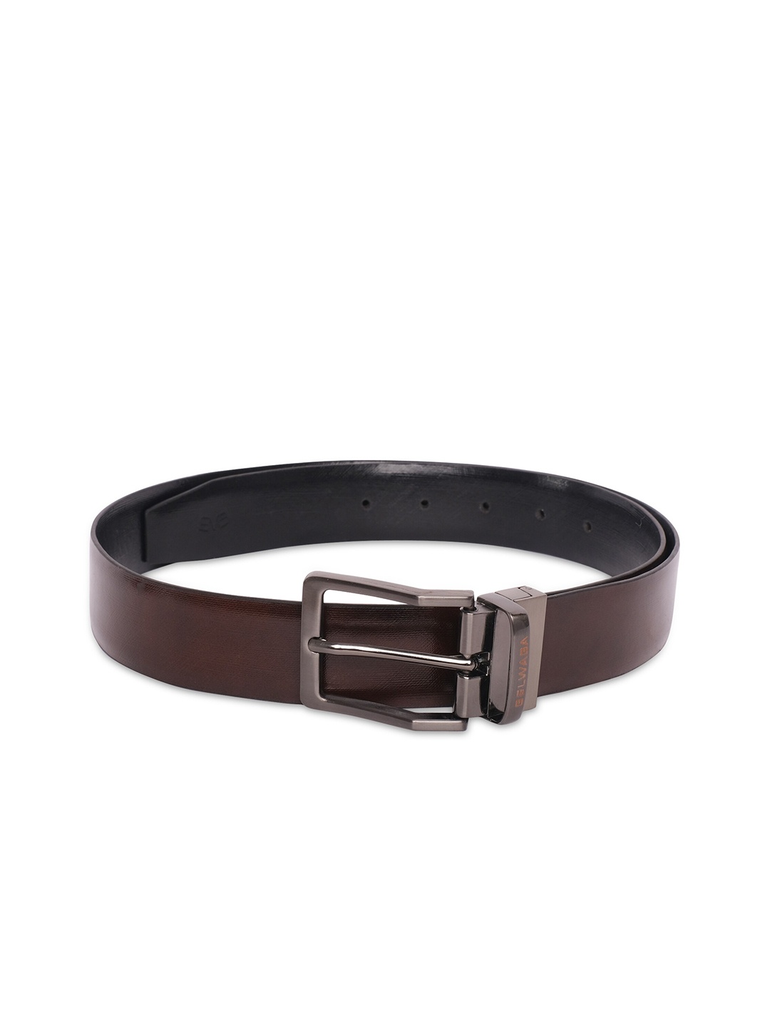 

Belwaba Men Brown Textured Reversible Leather Belt