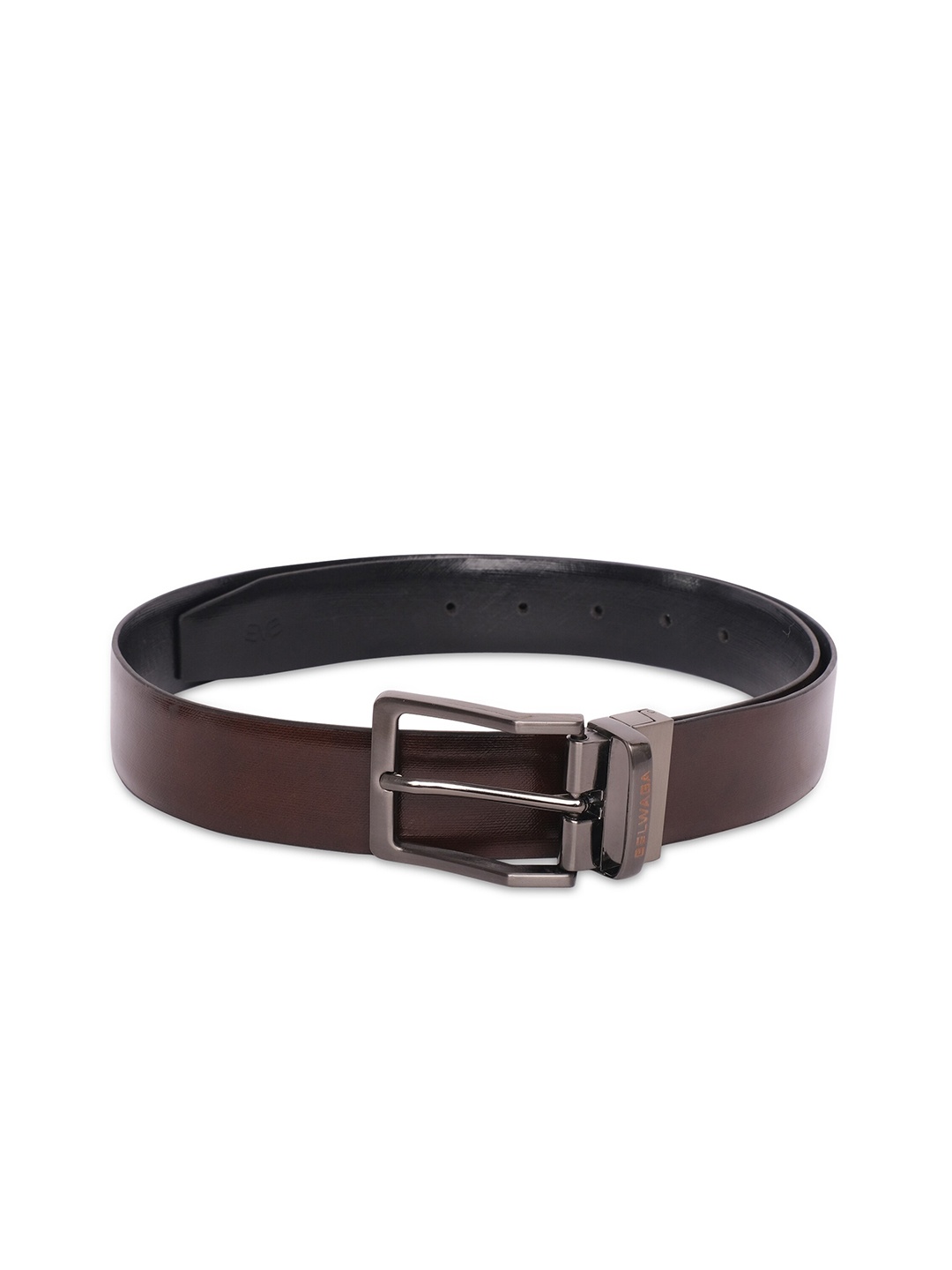 

Belwaba Men Brown Textured Reversible Leather Belt