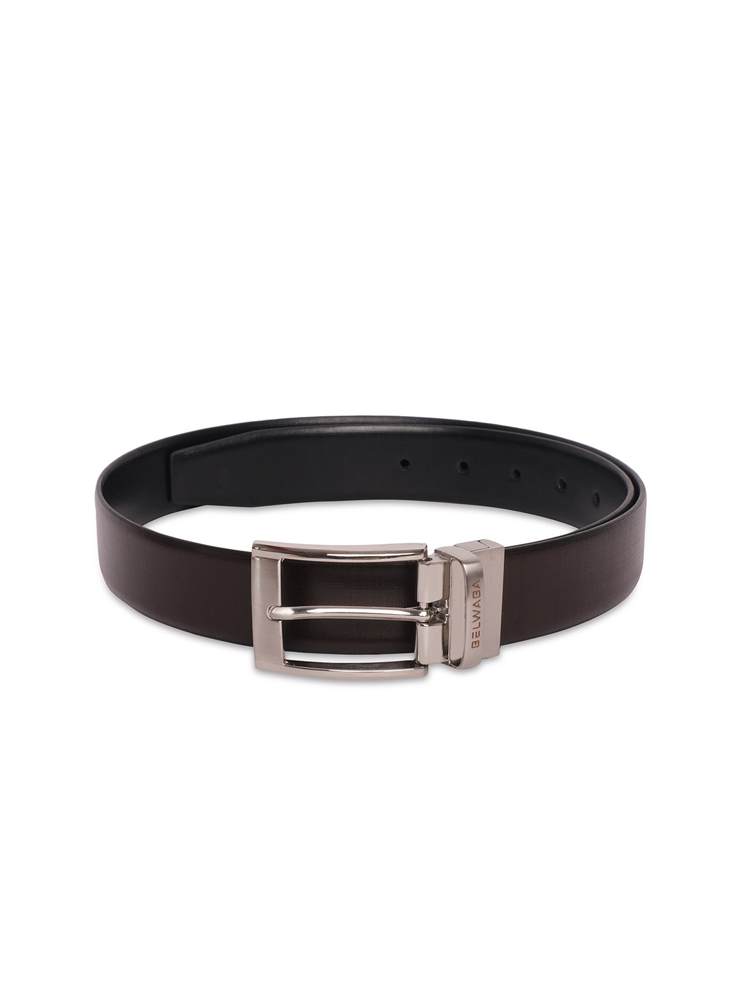 

Belwaba Men Black Textured Leather Belt