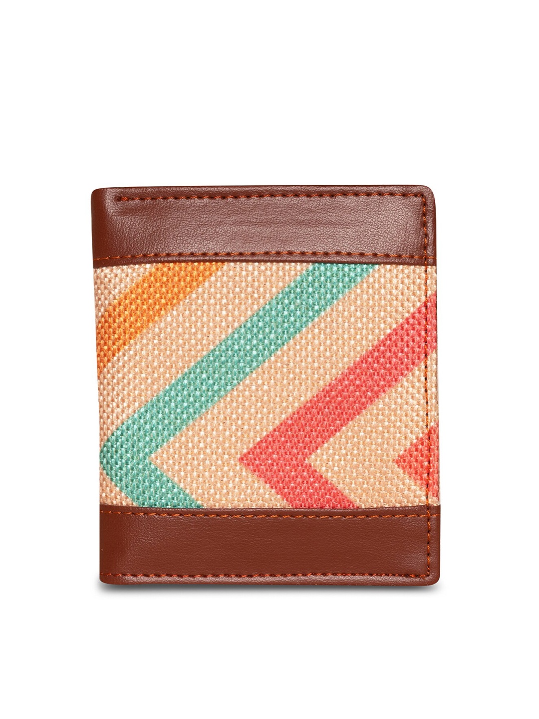 

ZOUK Women Pink & Brown Geometric Textured Two Fold Wallet