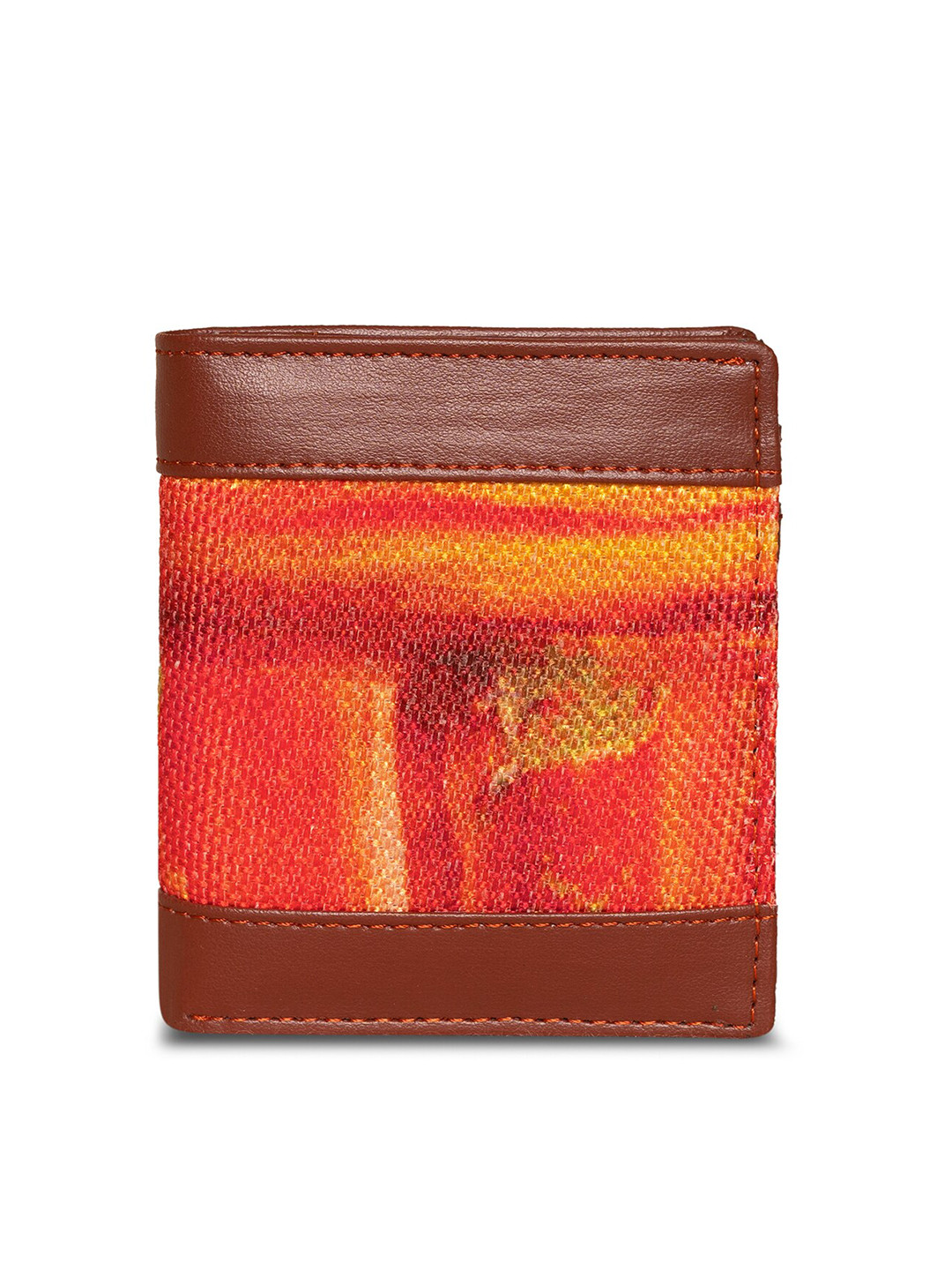 

ZOUK Women Brown & Orange Abstract Printed Two Fold Wallet
