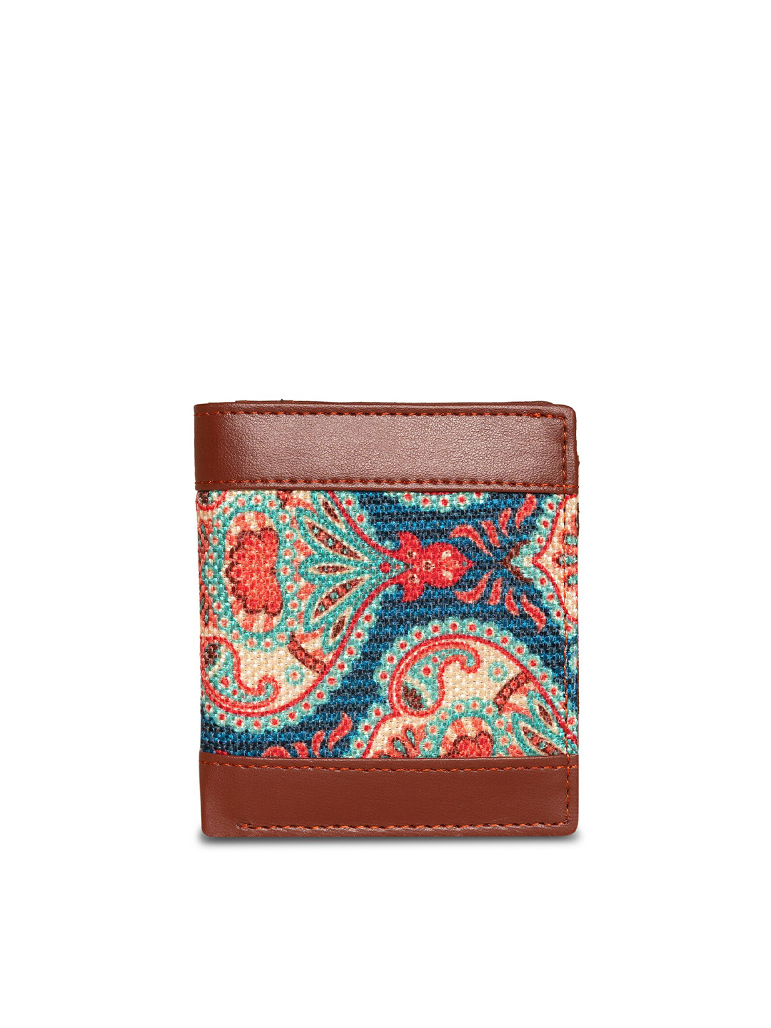 

ZOUK Women Blue & Brown Ethnic Motifs Printed Two Fold Wallet