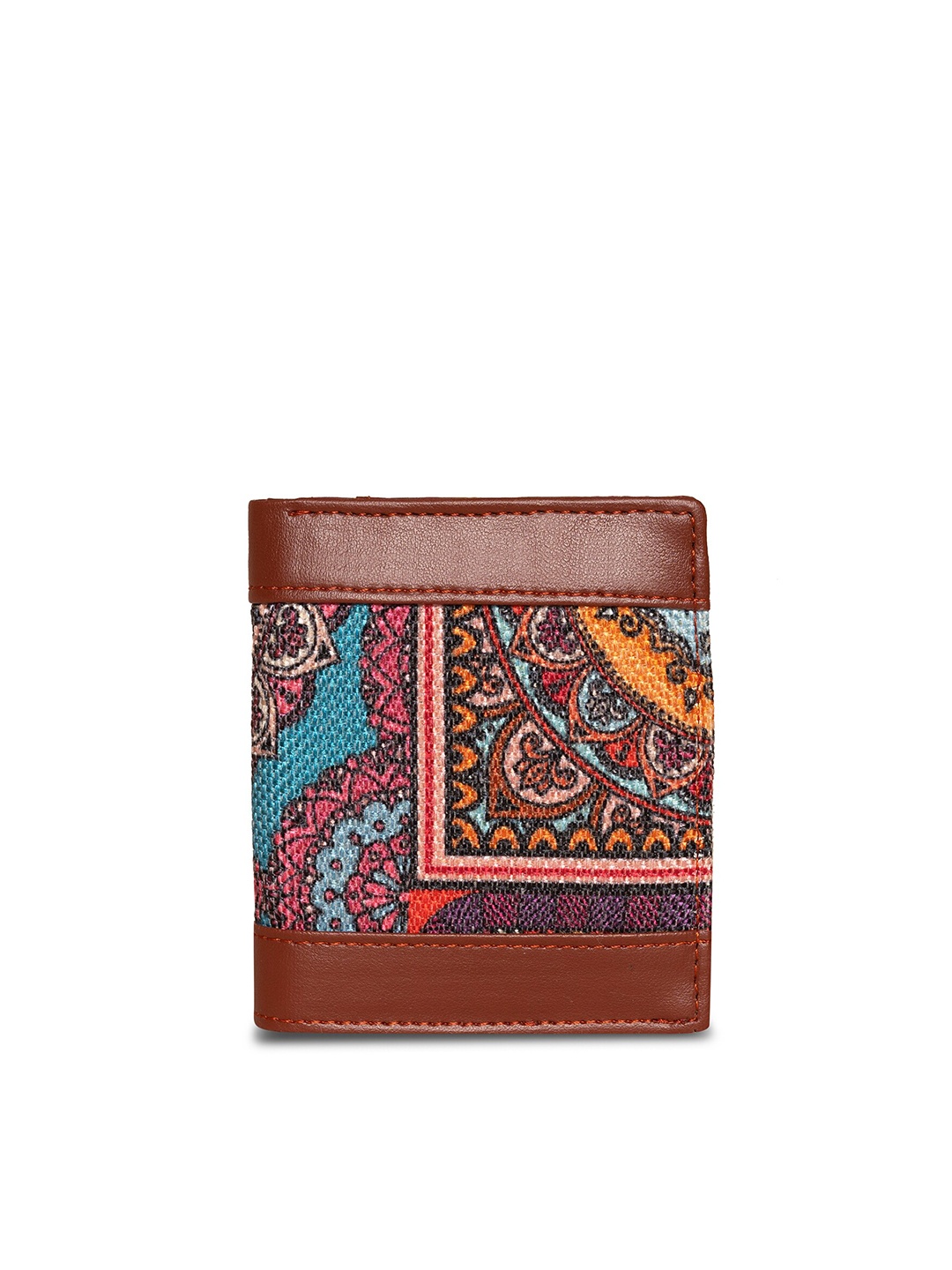 

ZOUK Women Brown & Blue Ethnic Motifs Printed Two Fold Wallet
