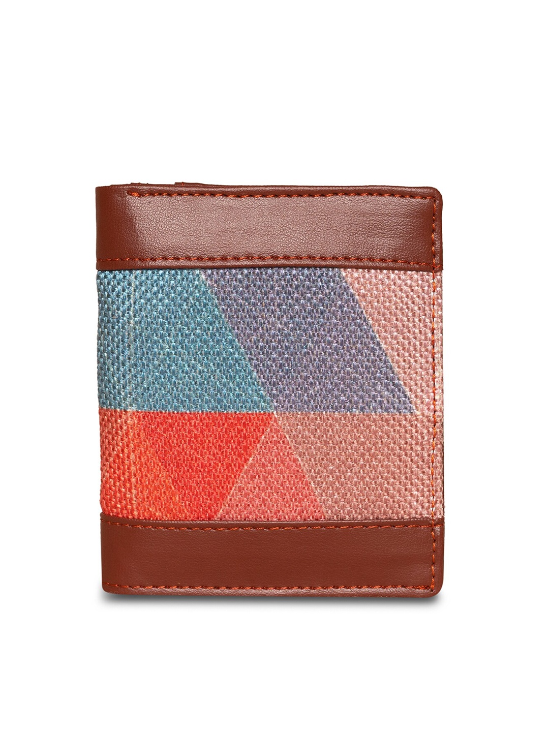 

ZOUK Women Red & Blue Geometric Printed Two Fold Wallet