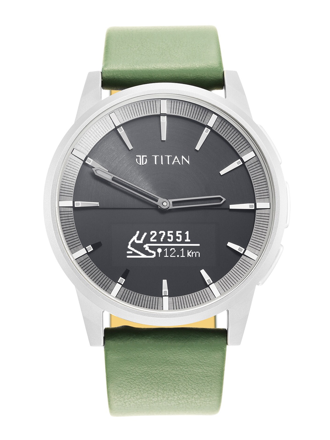 

Titan Men Black Titanium Dial & Green Straps Analogue Watch 90120TP01