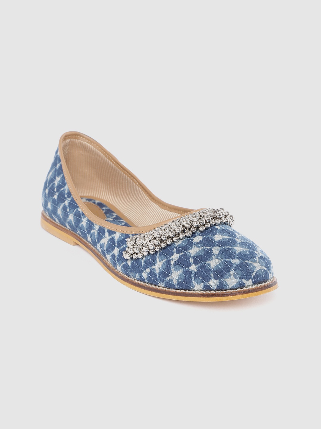 

Ekta Women Blue Bagru Printed Ethnic Ballerinas Flats