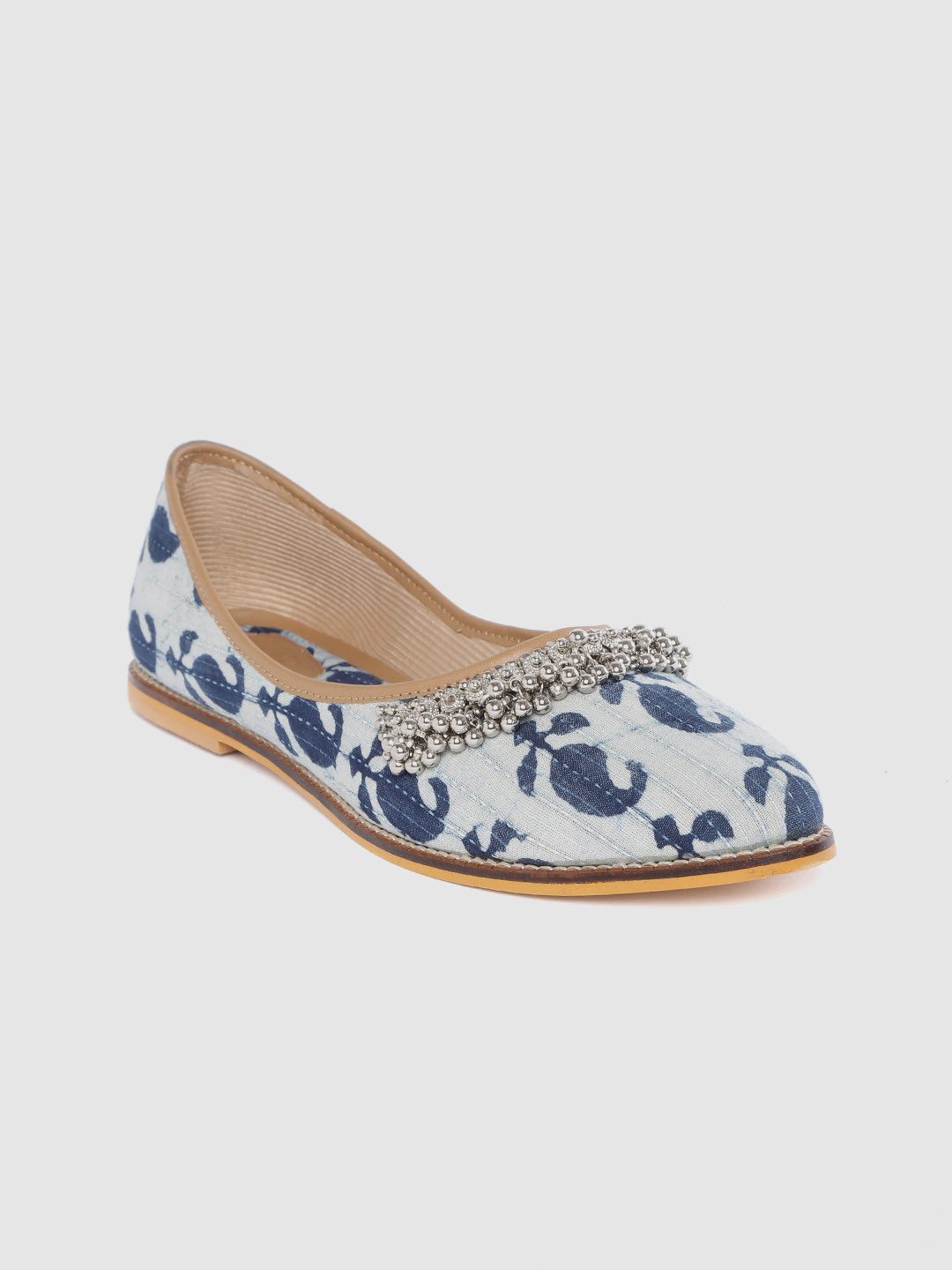 

Ekta Women Blue Bagru Printed Ethnic Ballerinas Flats
