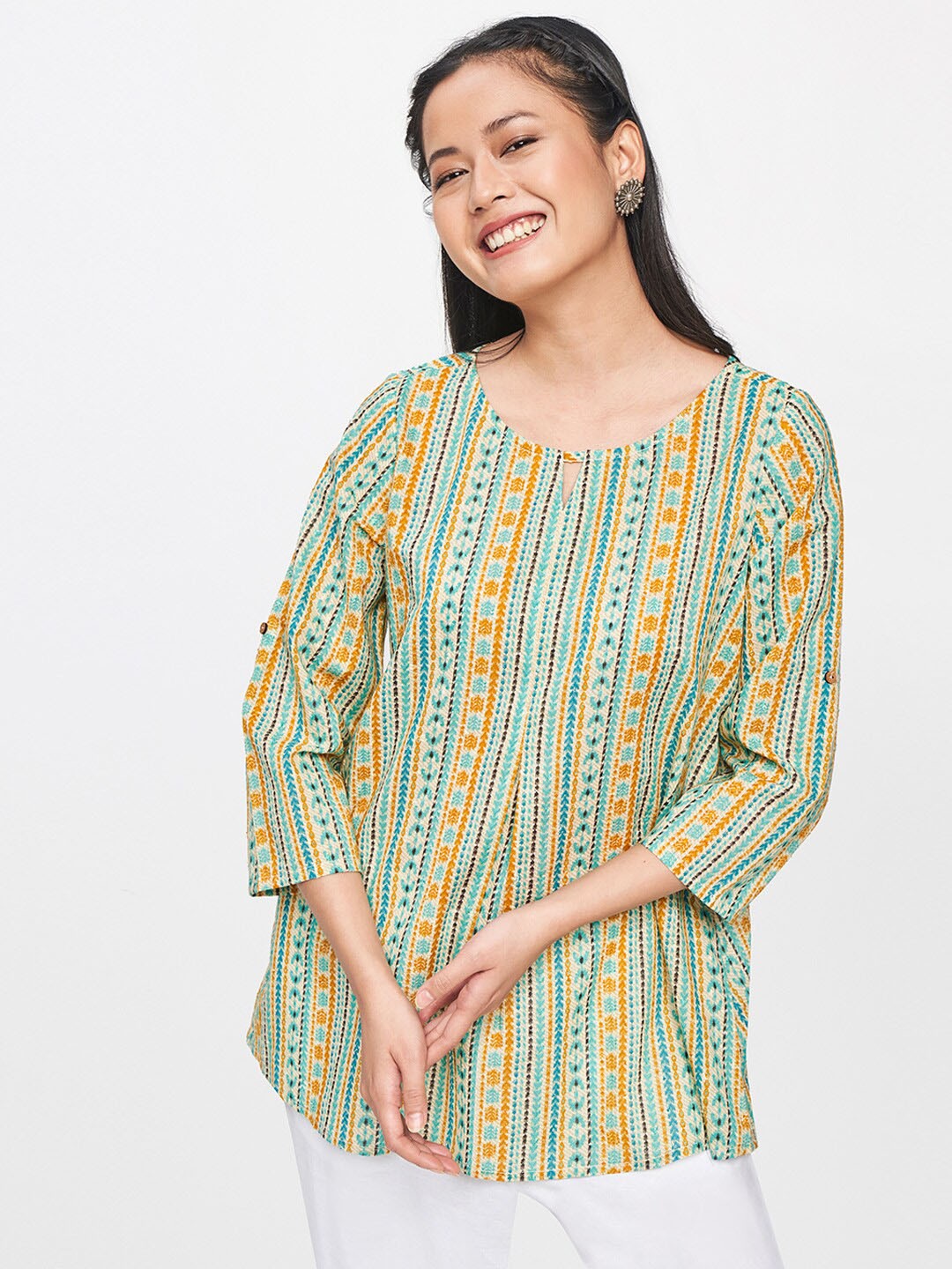 

Global Desi Multicoloured Striped Top, Multi