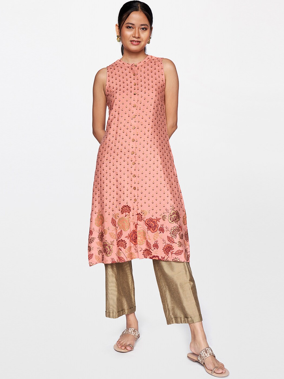 

Global Desi Women Pink & Red Ethnic Motifs Kurta