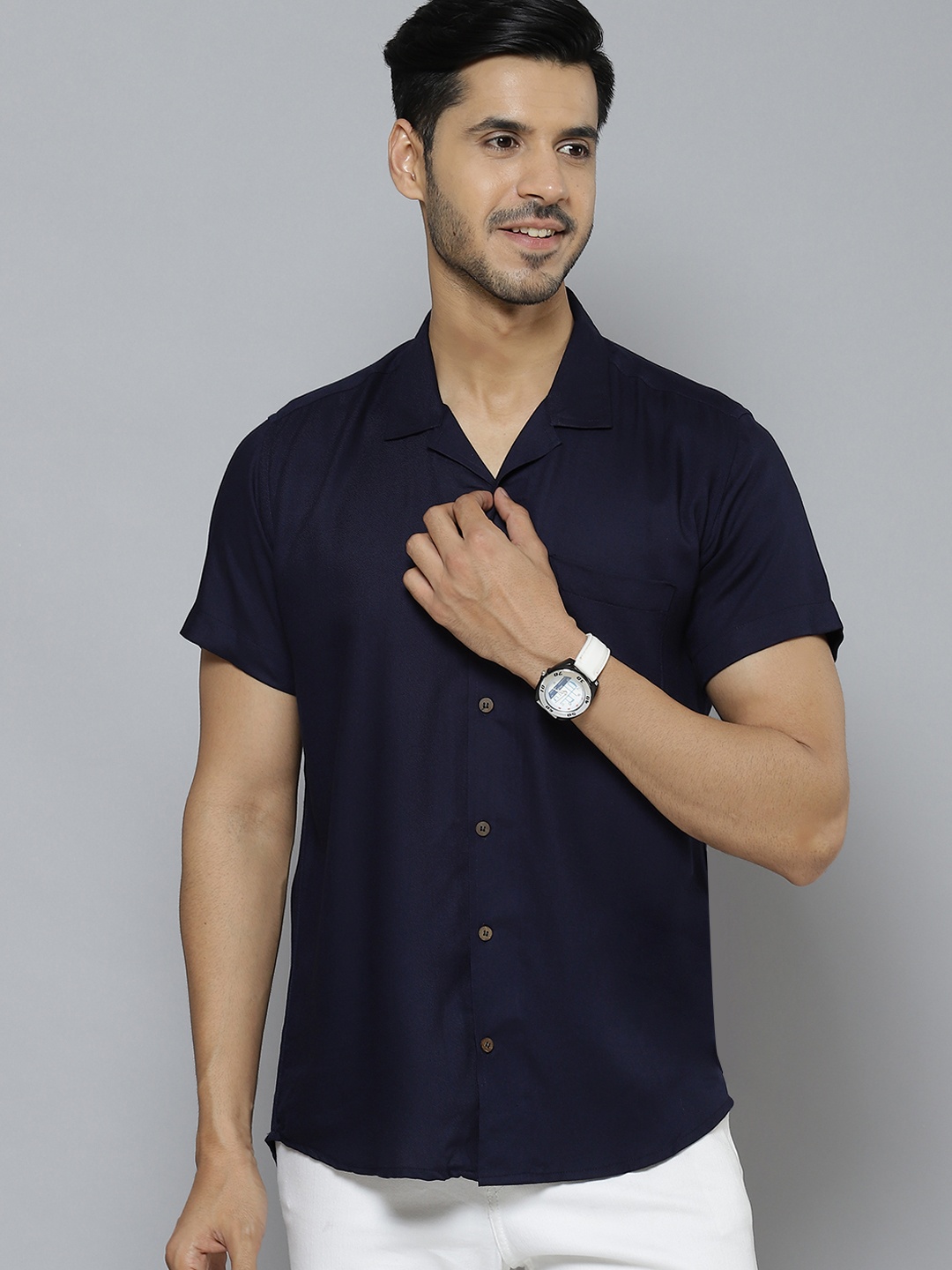 

DENNISON Men Navy Blue Smart Slim Fit Casual Shirt