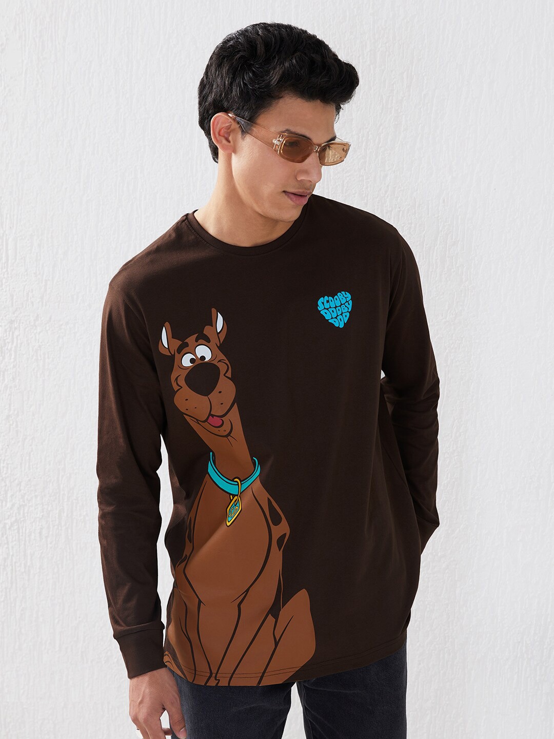

The Souled Store Men Brown Printed Pure Cotton T-shirt