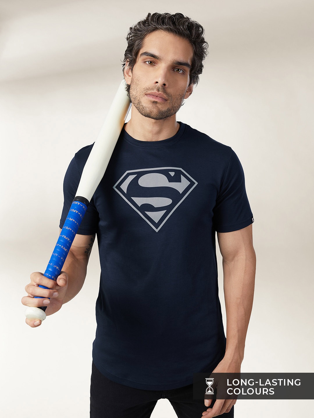 

The Souled Store Men Navy Blue Superman Printed Cotton T-shirt