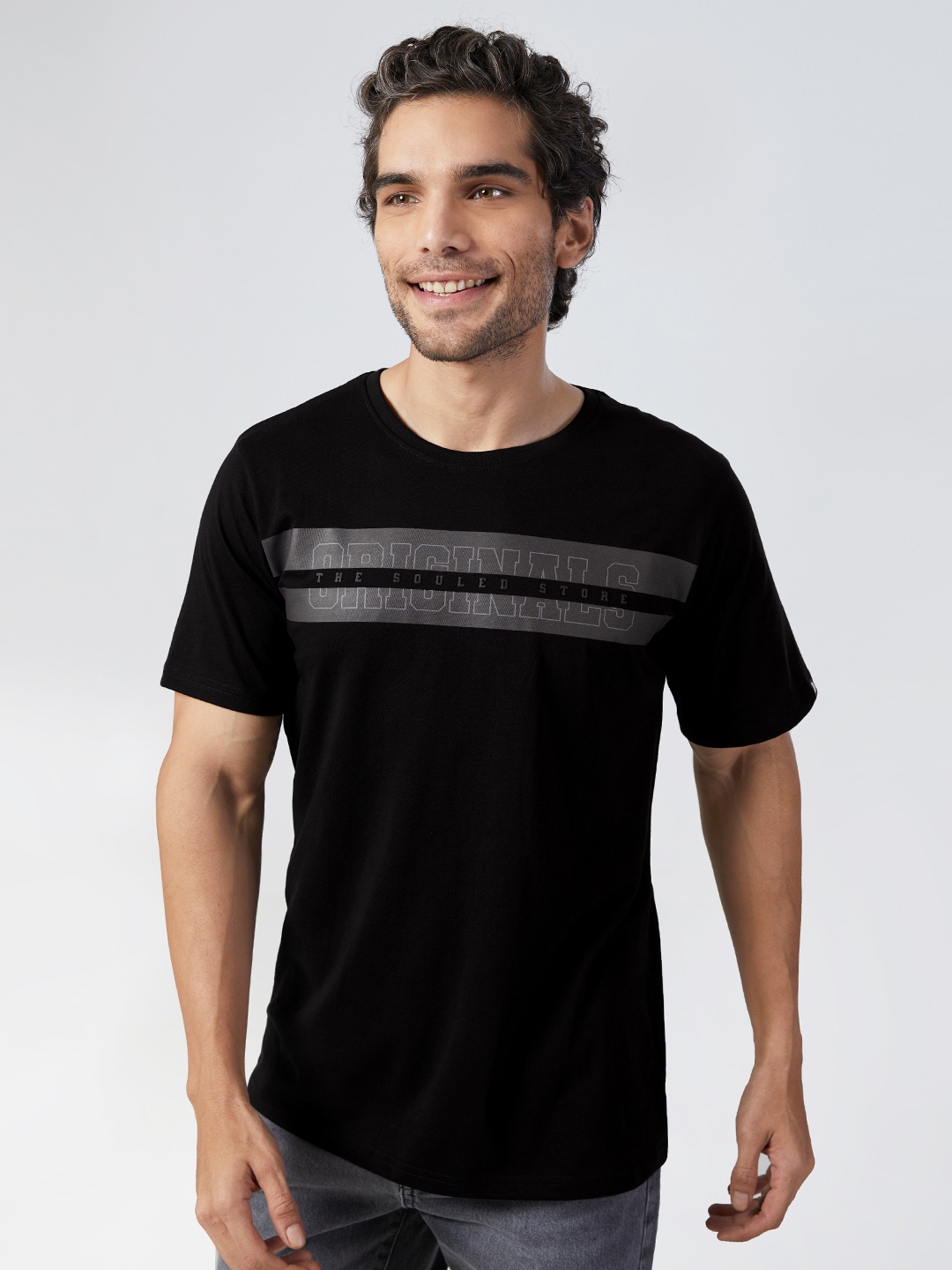 

The Souled Store Men Black Typography Printed T-shirt