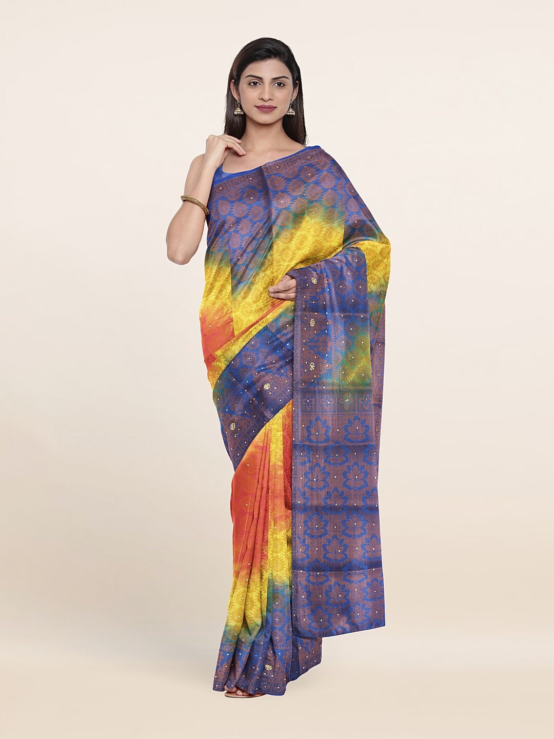 

Pothys Blue & Yellow Woven Design Art Silk Saree