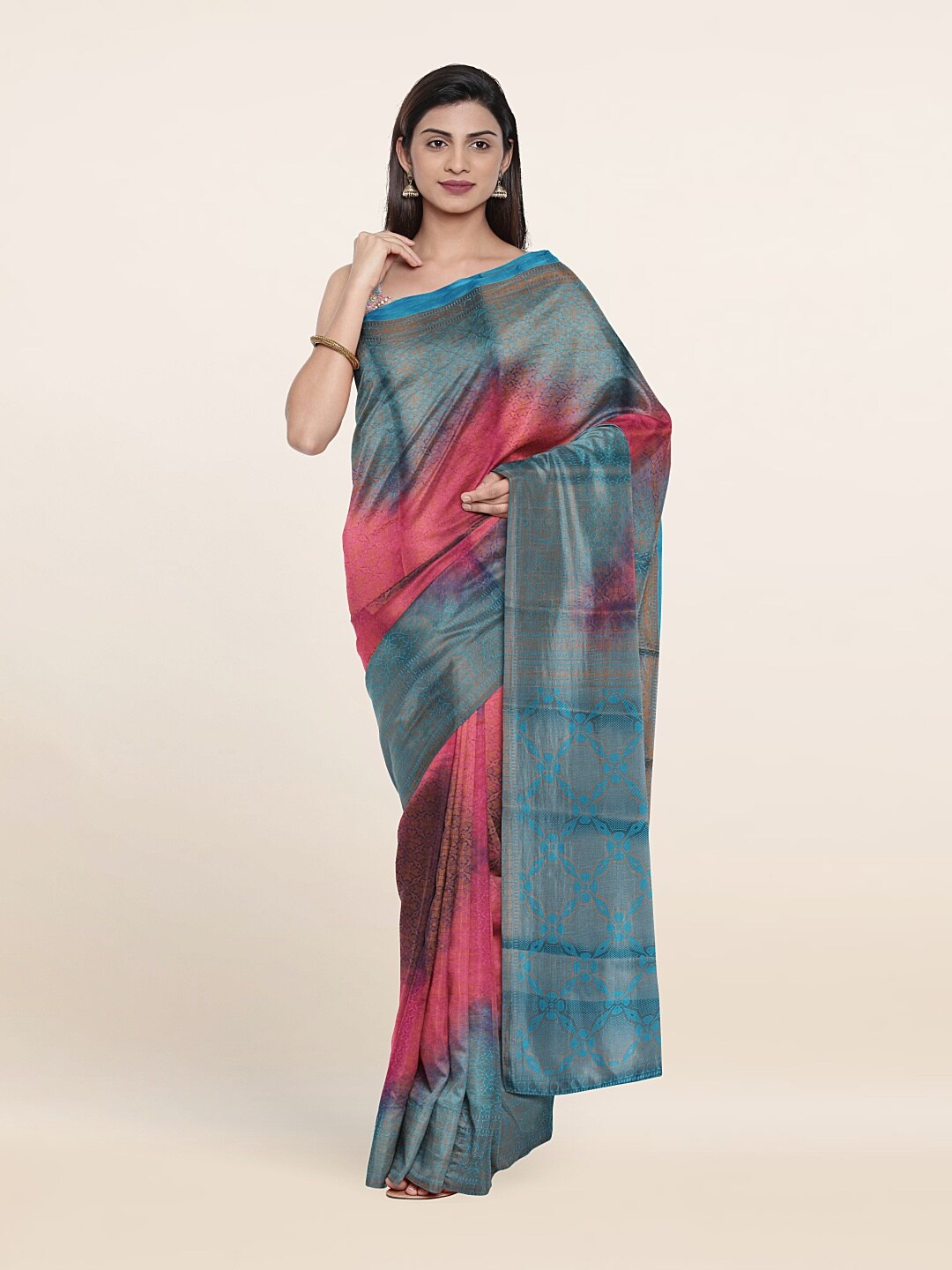 

Pothys Blue & Orange Woven Design Art Silk Saree