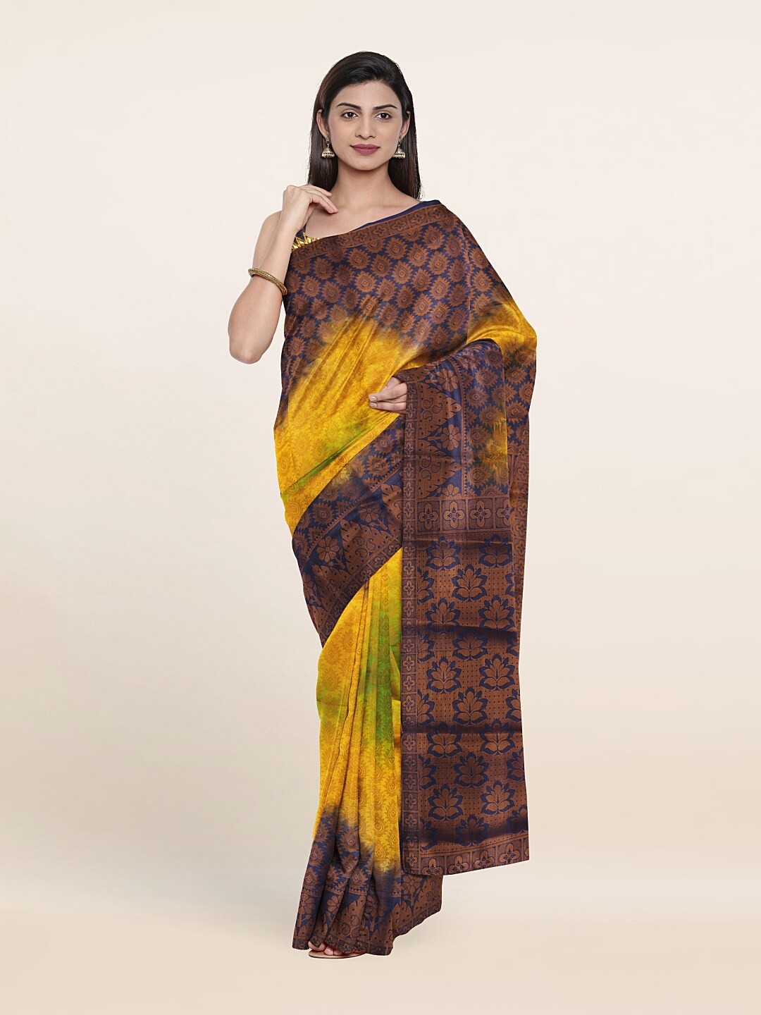 

Pothys Yellow & Blue Woven Design Art Silk Saree