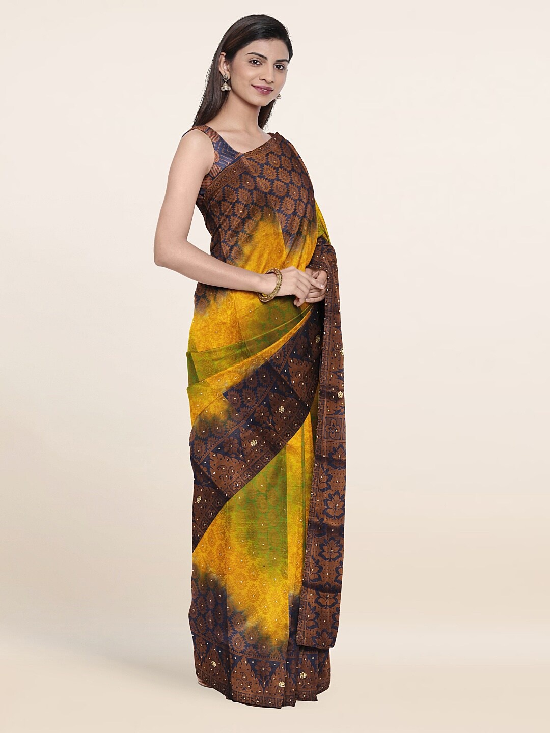 

Pothys Blue & Gold-Toned Woven Design Art Silk Saree