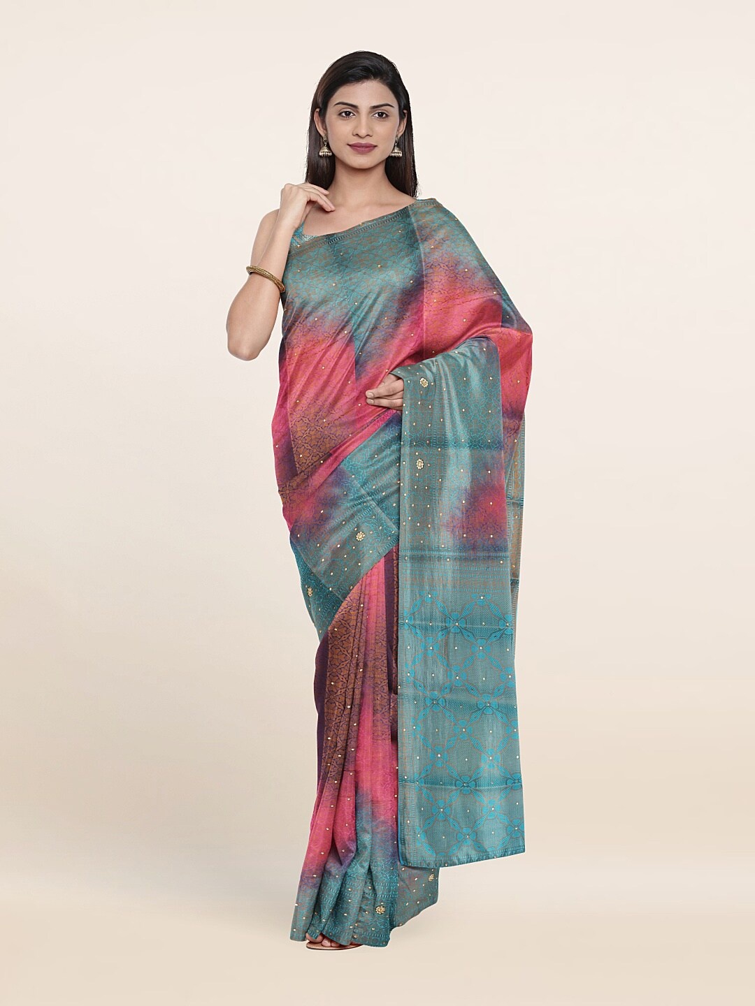 

Pothys Blue & Pink Woven Design Art Silk Saree