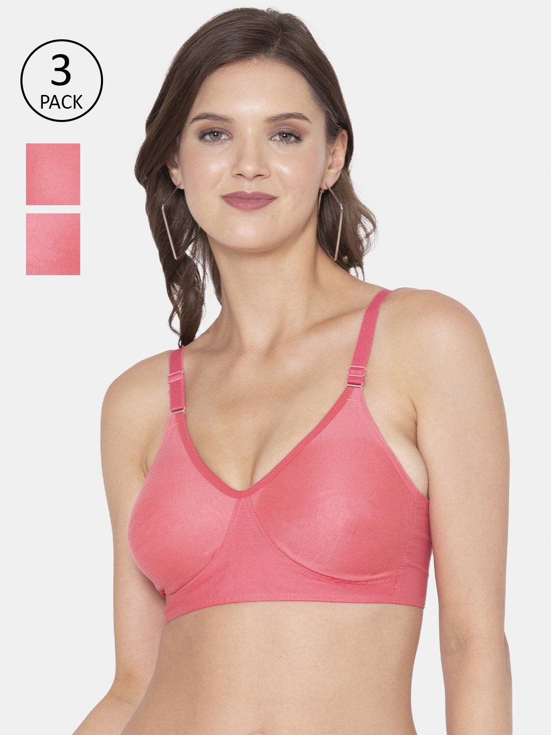 

Souminie Set Of 3 Coral Non Padded & Non Wired Solid Bra