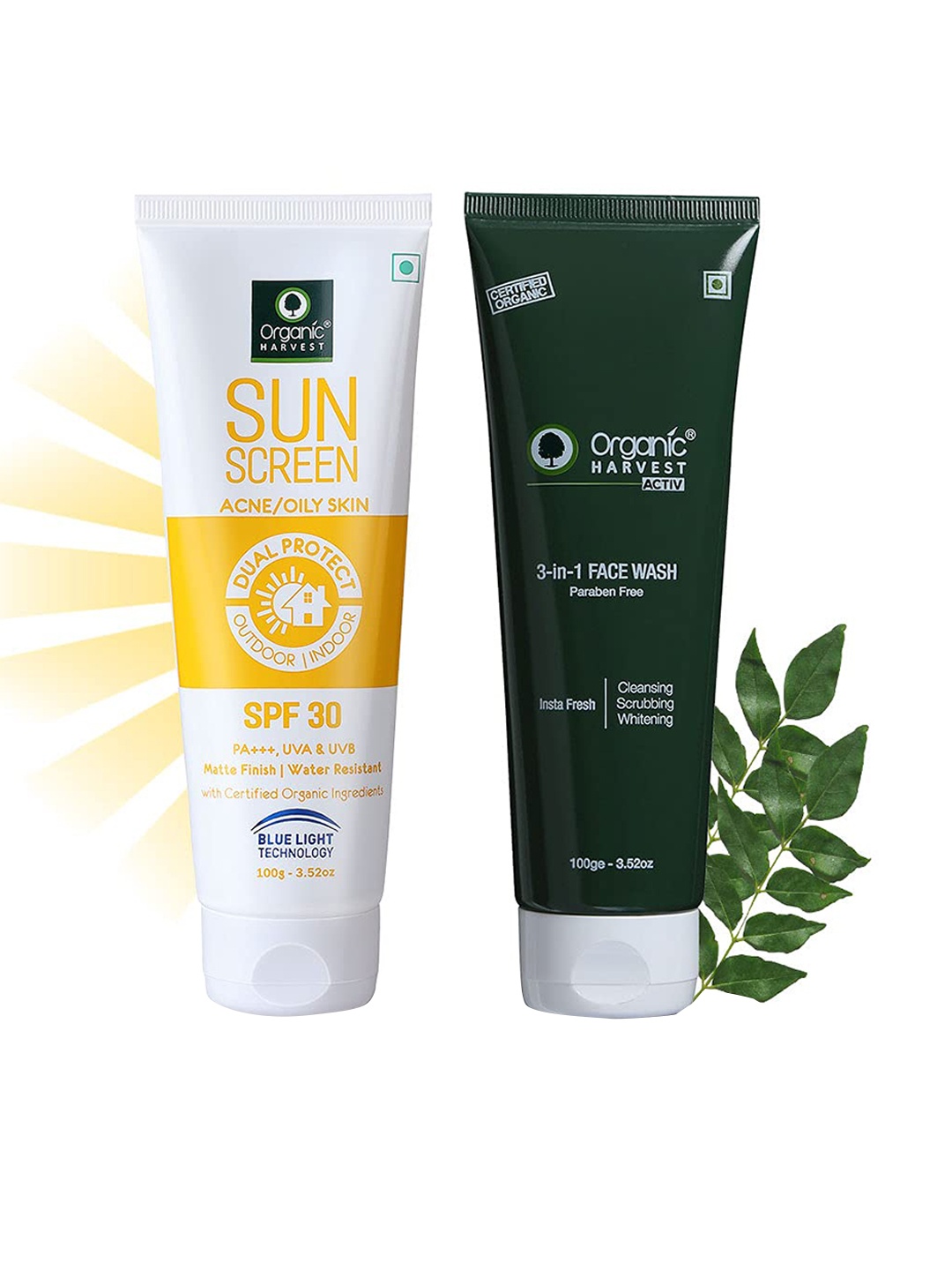 

Organic Harvest Oily Skin 3-in-1 Face Wash & Sunscreen SPF 30 -220g, Green