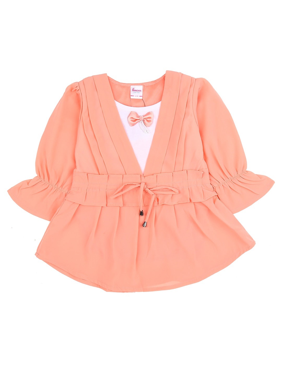 

V-Mart Girls Peach-Coloured Regular Top