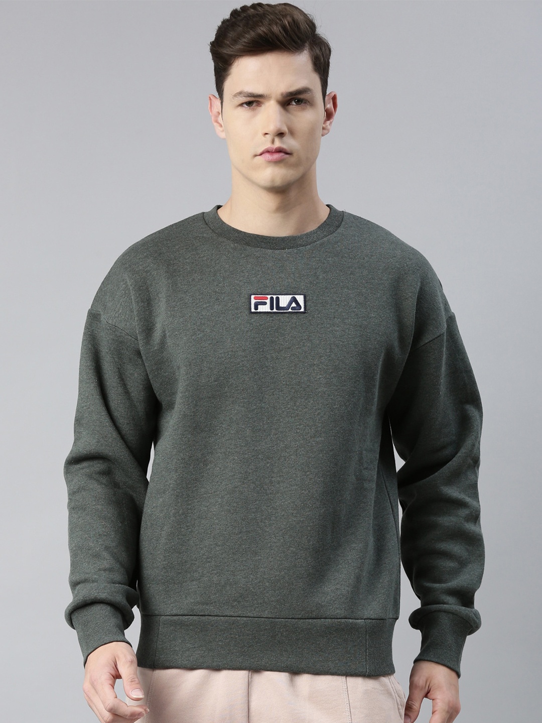 

FILA Men Grey Cotton Sweatshirt