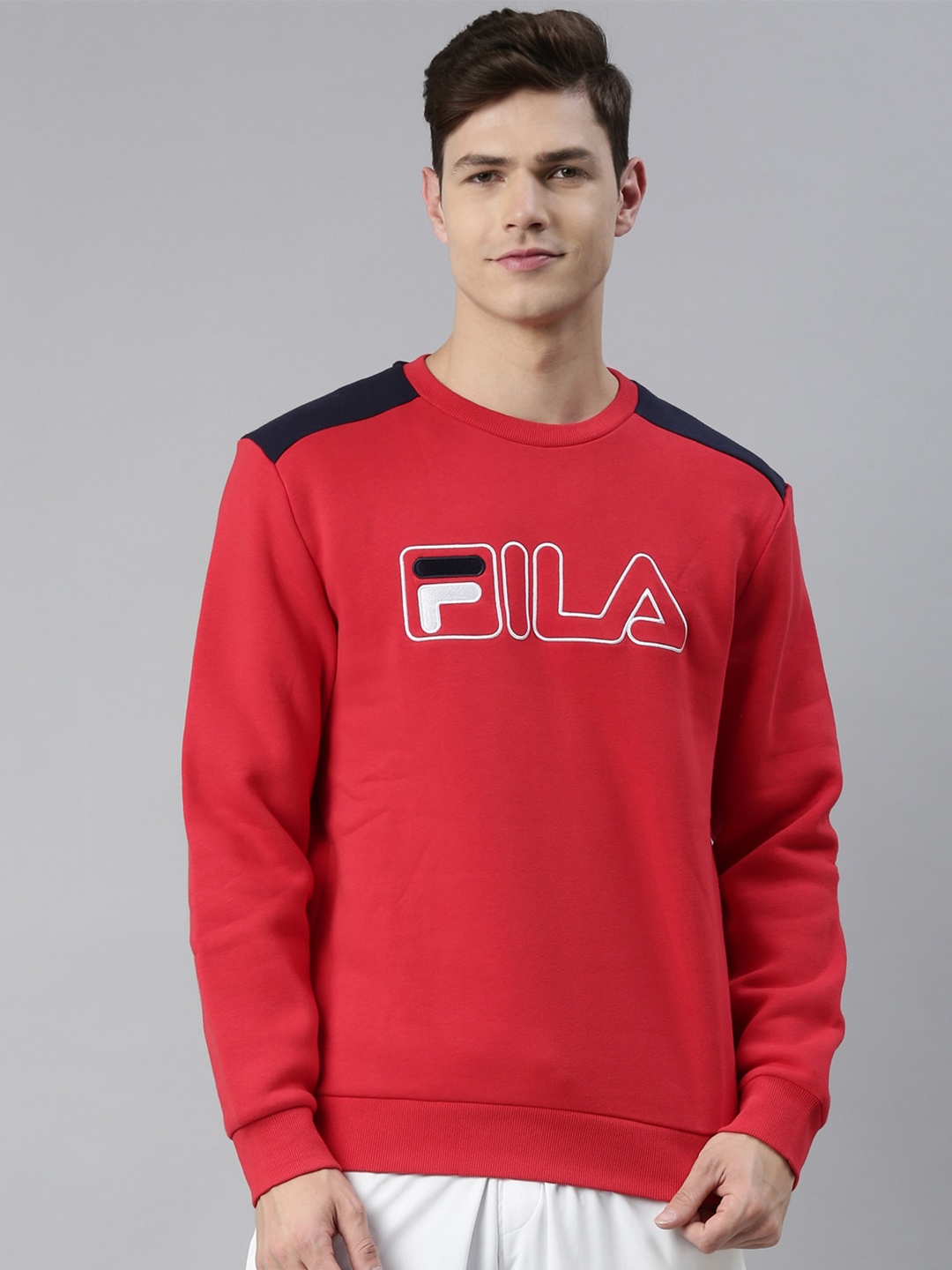 

FILA Men Red Cotton Sweatshirt