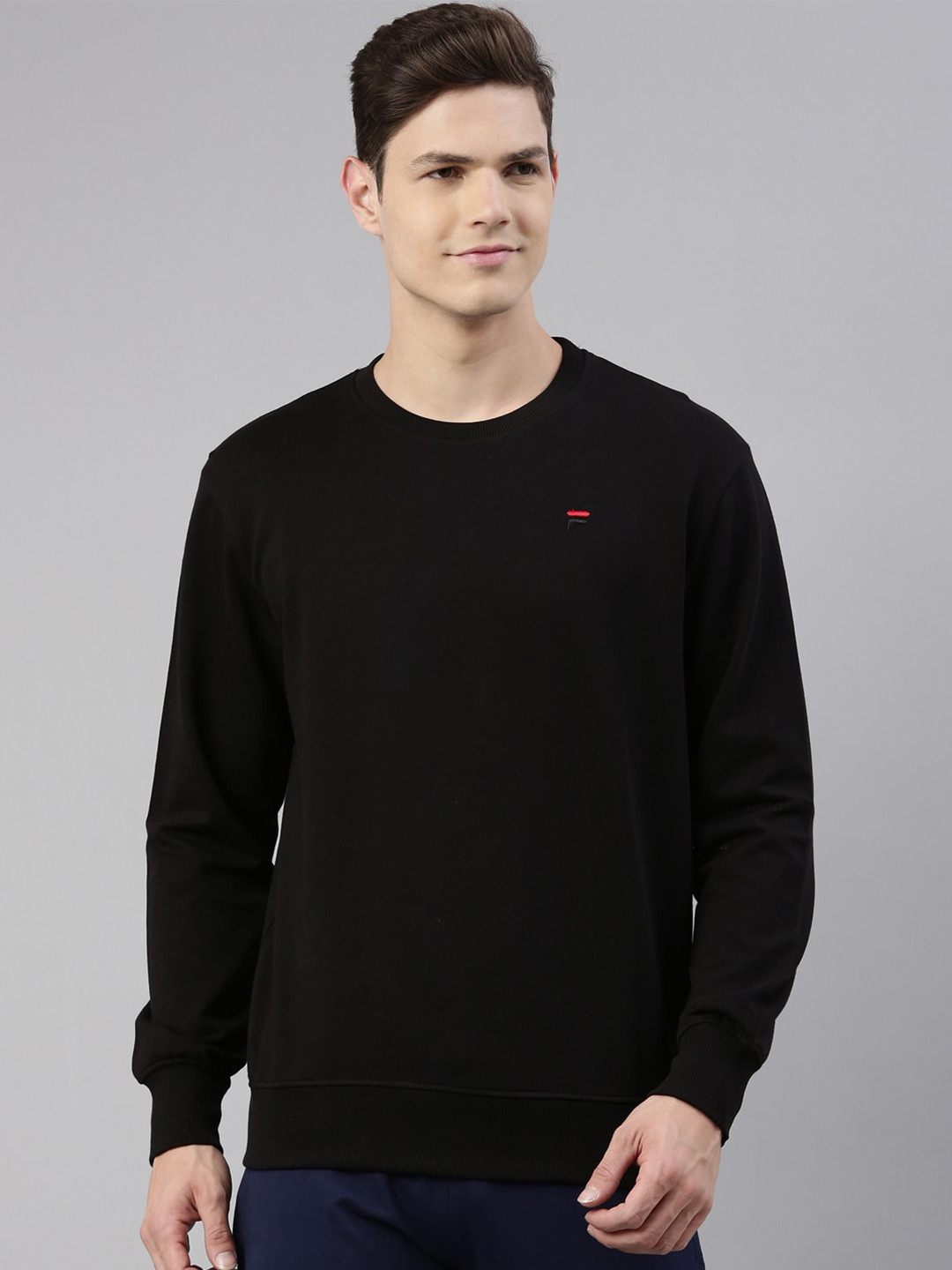 

FILA Men Black Cotton Sweatshirt