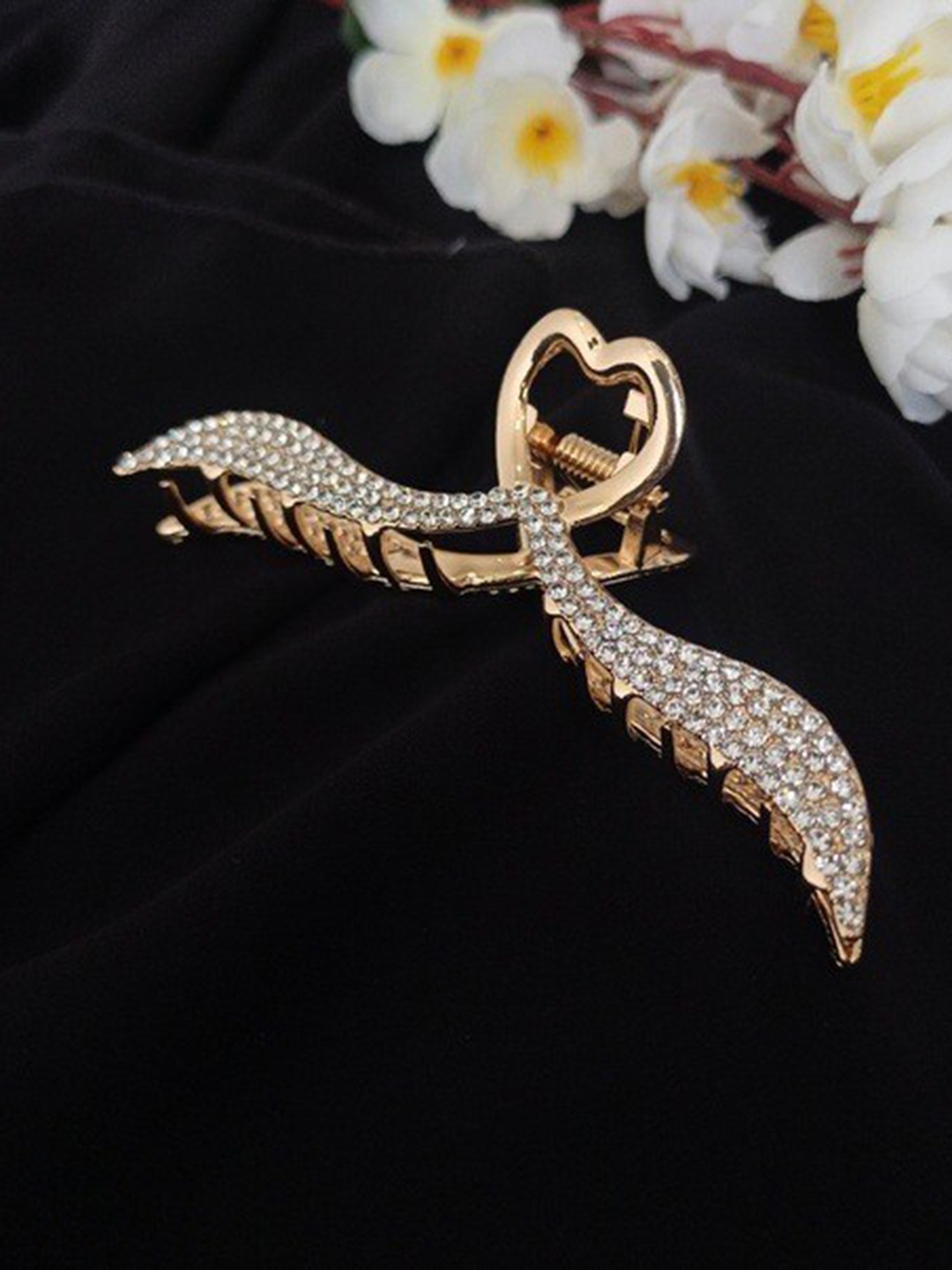 

ANNA CREATIONS Women Gold-Toned & White Embellished Claw Clip
