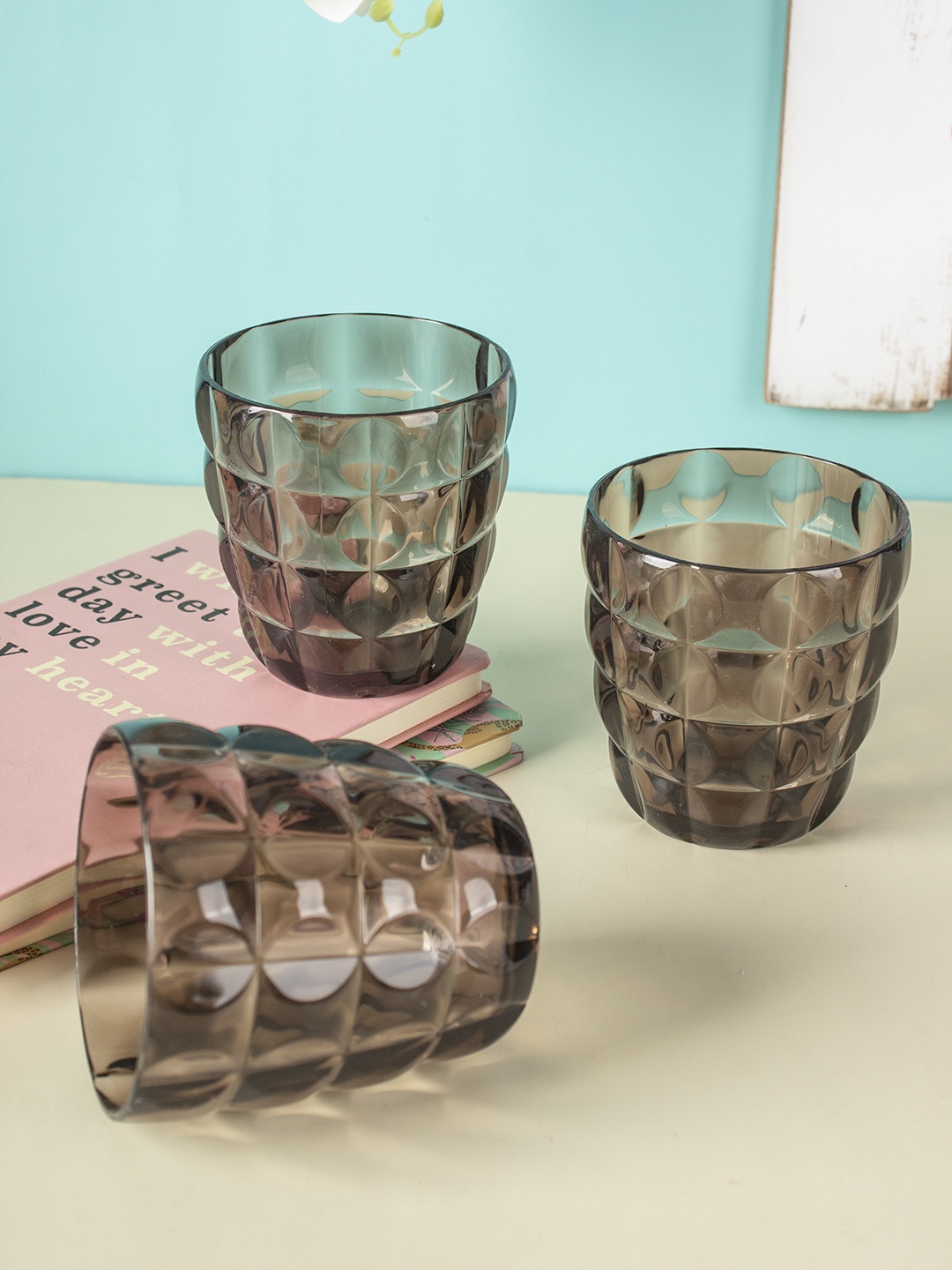 

MARKET99 Set of 3 Brown Textured Tumbler Set