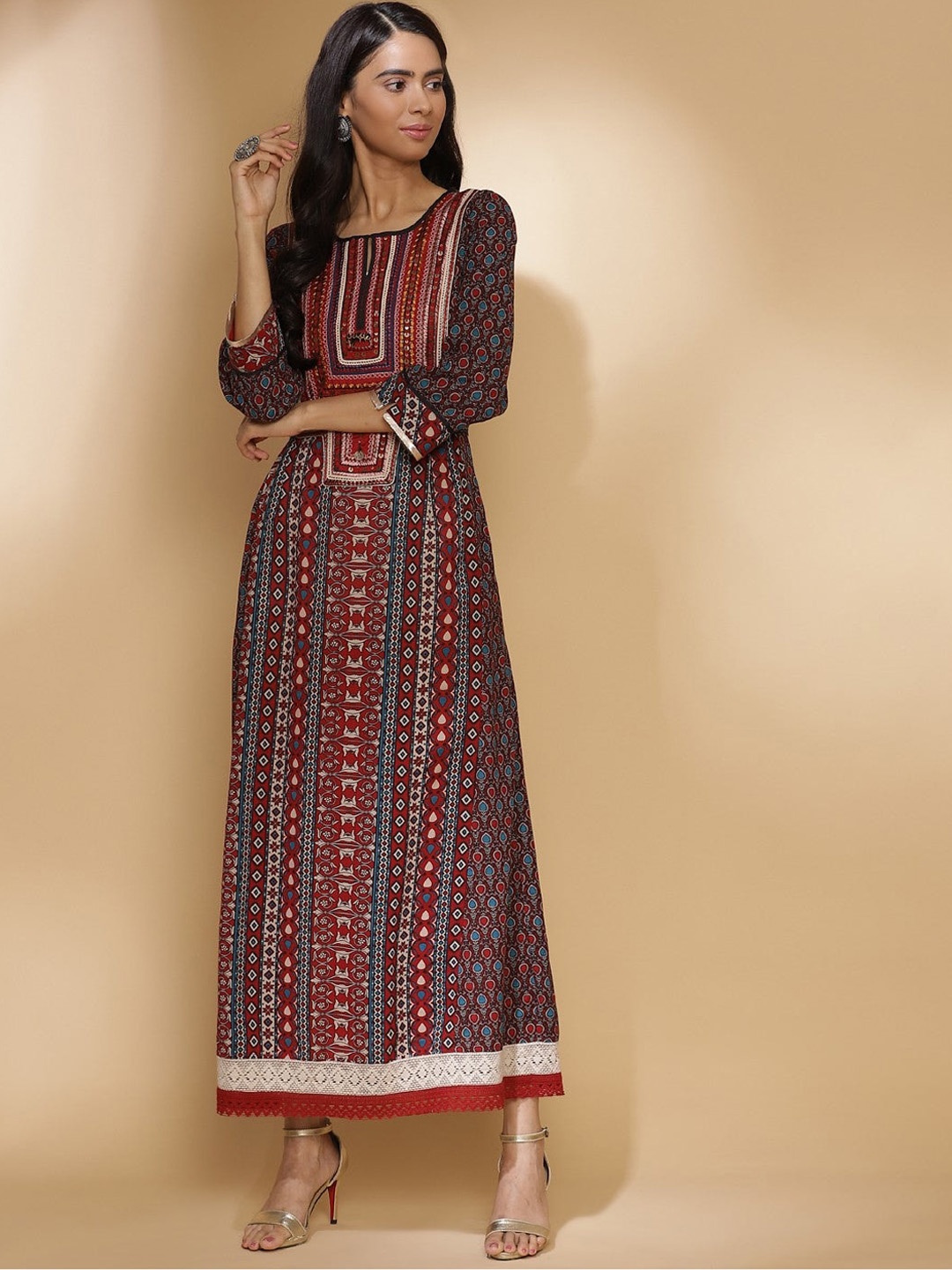

Lakshita Women Red & Blue Ethnic Motifs Printed Kurta
