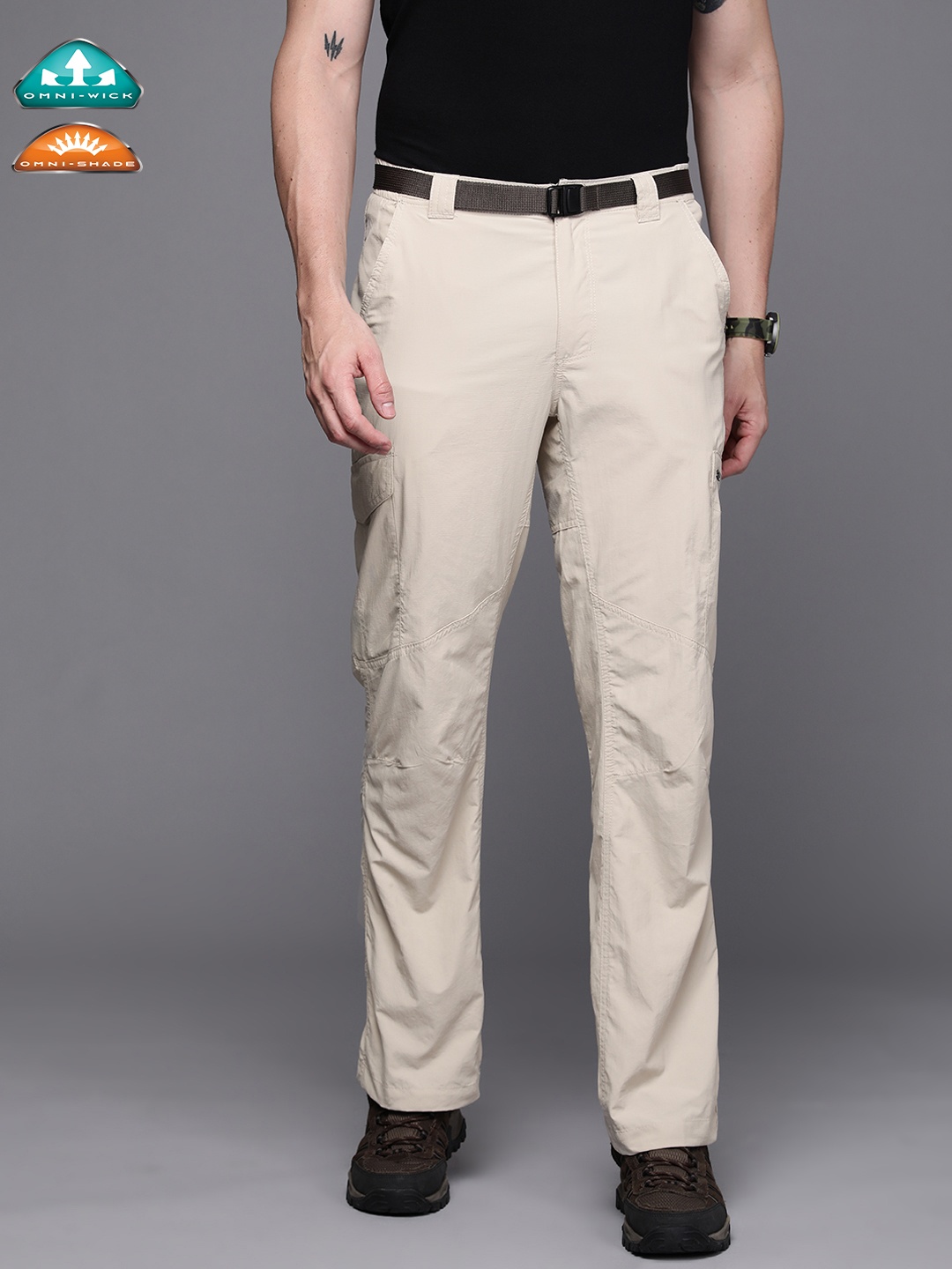 

Columbia Men Cream-Coloured Solid Omni-Shade Omni-Wick Silver Ridge Cargo Pant