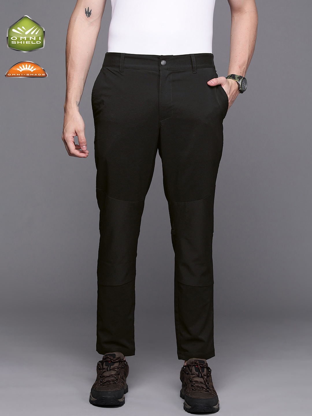 

Columbia Men Black Solid Slim Fit Omni-Shield Omni-Shade Tech Trail Hiker Pant