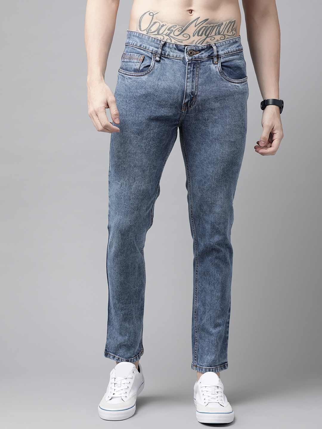 

Roadster Men Blue Skinny Fit Heavy Fade Acid Wash Stretchable Jeans